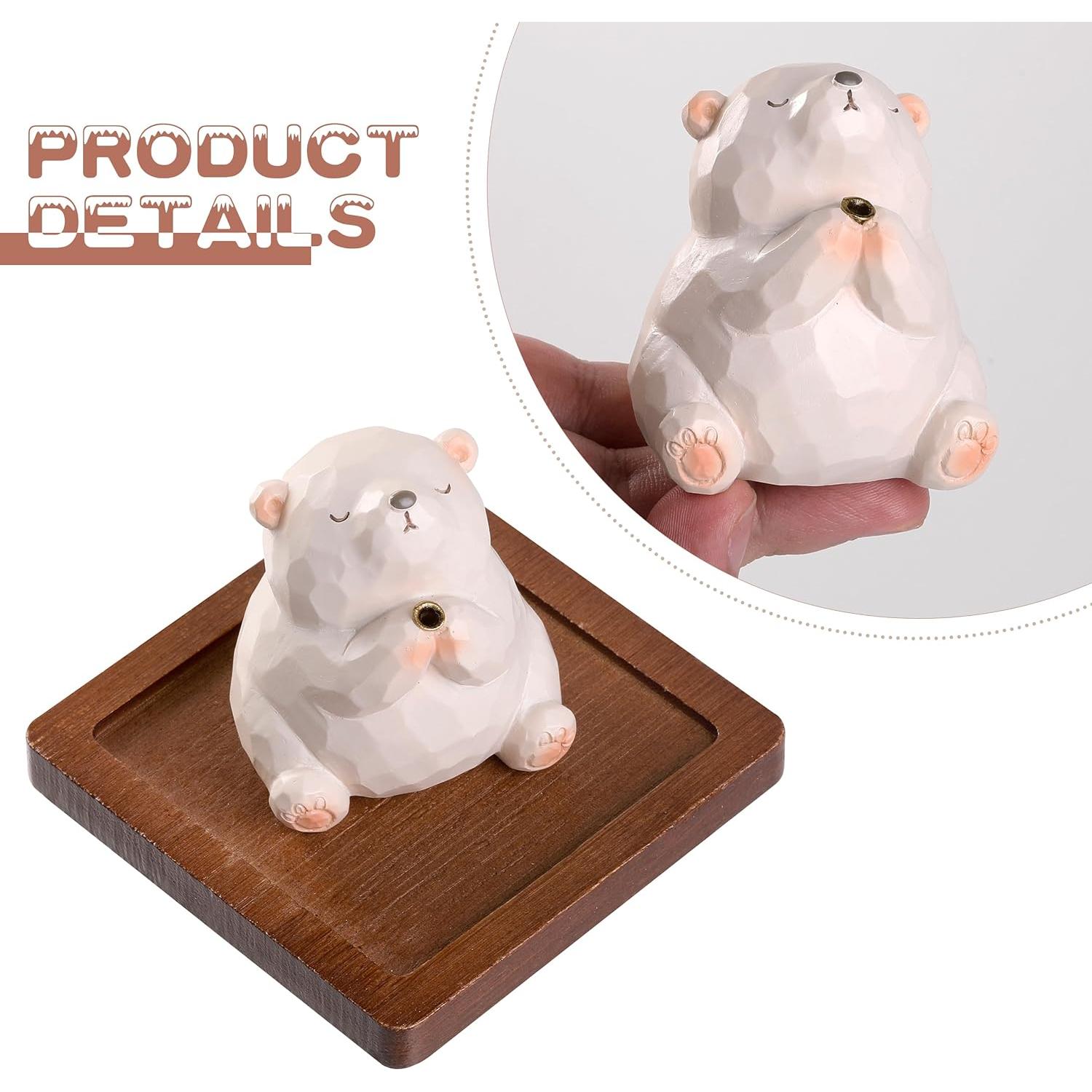 Soporte de Incienso Lionpower Oso con Bandeja de Madera