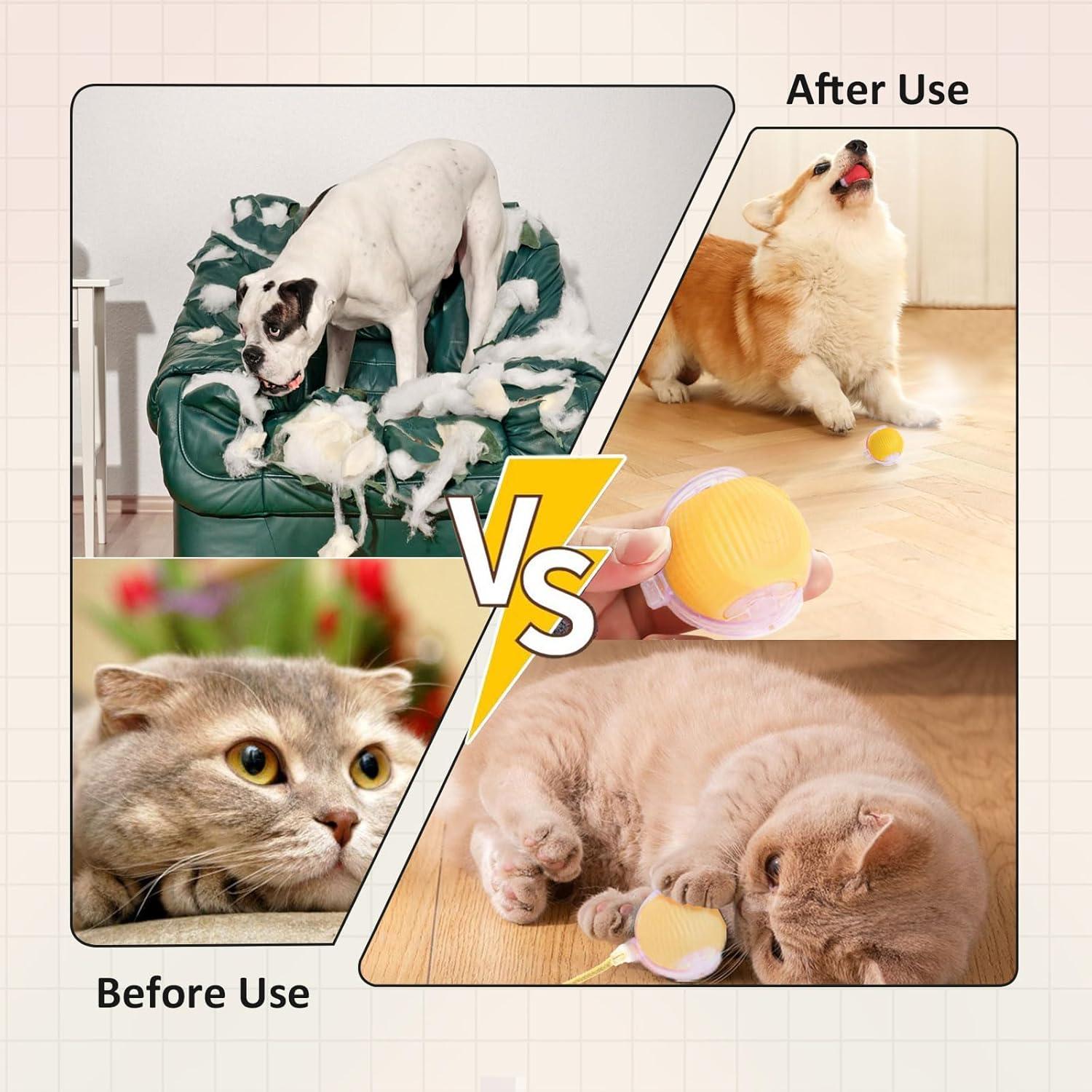 Bola Interactiva para Gatos Tewloss Amarilla, Juguete Automático