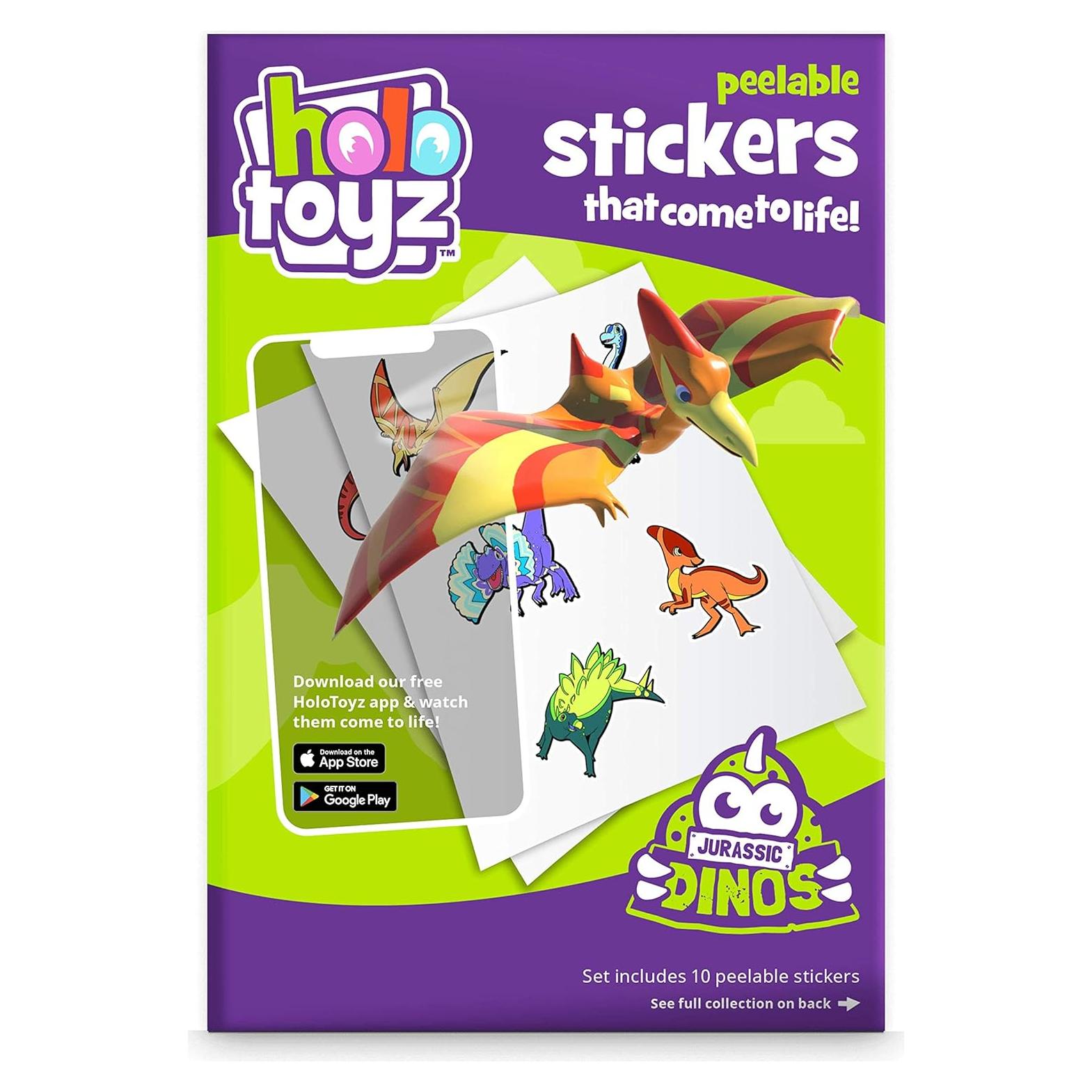 Pegatinas AR HoloToyz Dinos Jurassic 10 Piezas 4D