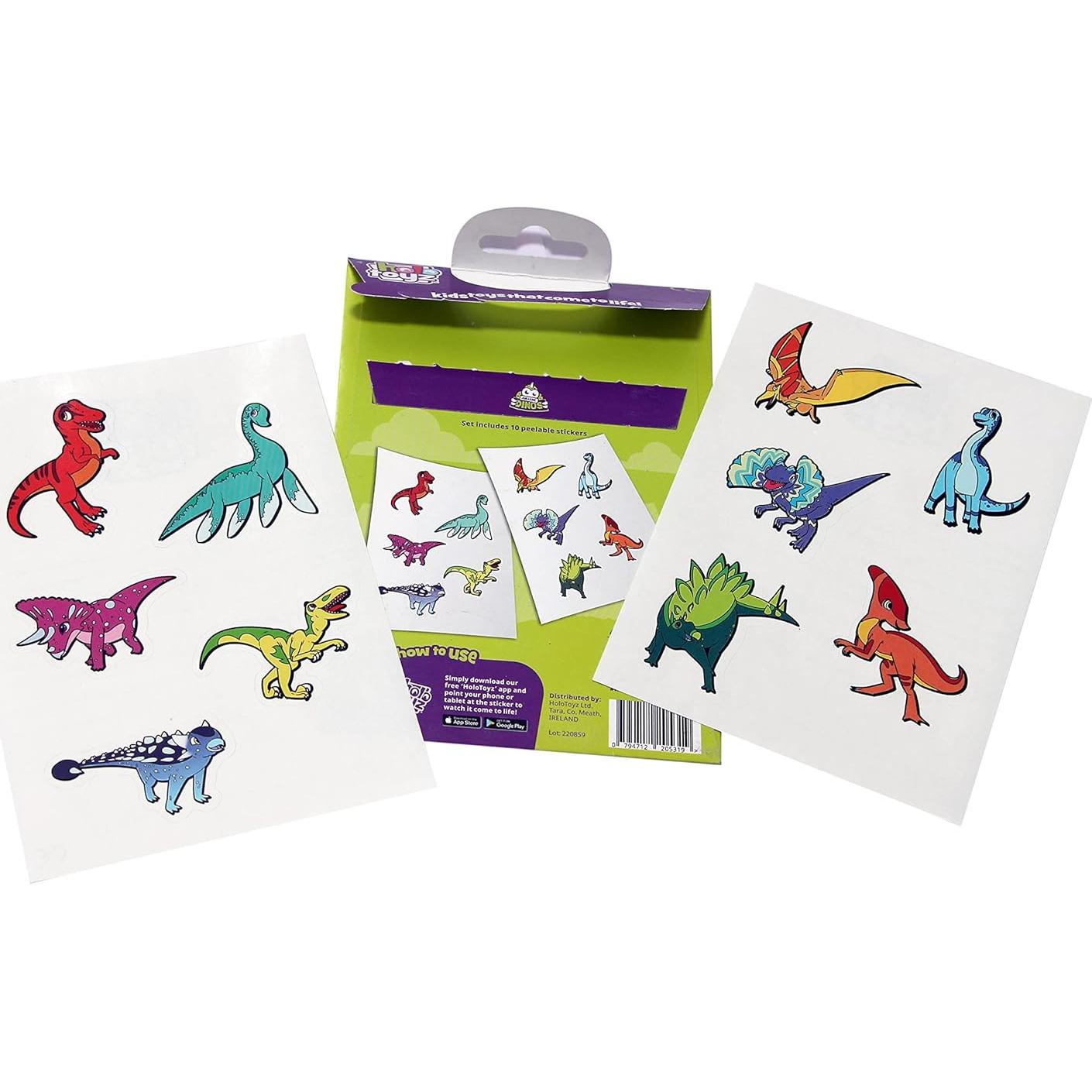 Pegatinas AR HoloToyz Dinos Jurassic 10 Piezas 4D