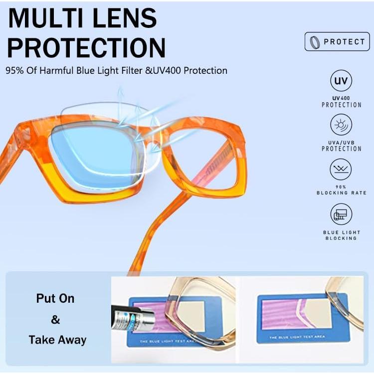 Gafas de Lectura Bullabulling 3 Pack con Bloqueo Luz Azul