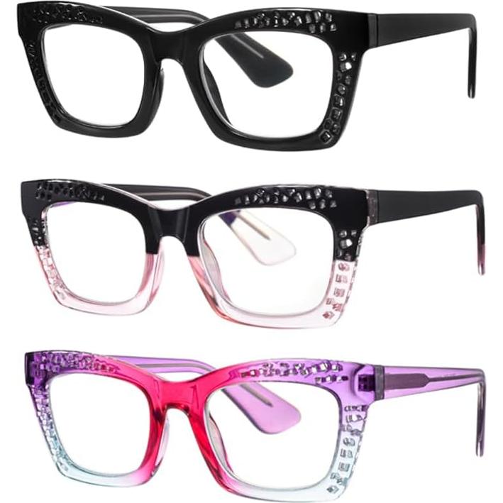 Gafas de Lectura Bullabulling 3 Pack 1.75x Bloqueo Luz Azul