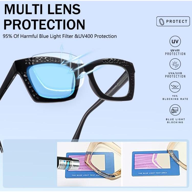 Gafas de Lectura Bullabulling 3 Pack 1.75x Bloqueo Luz Azul