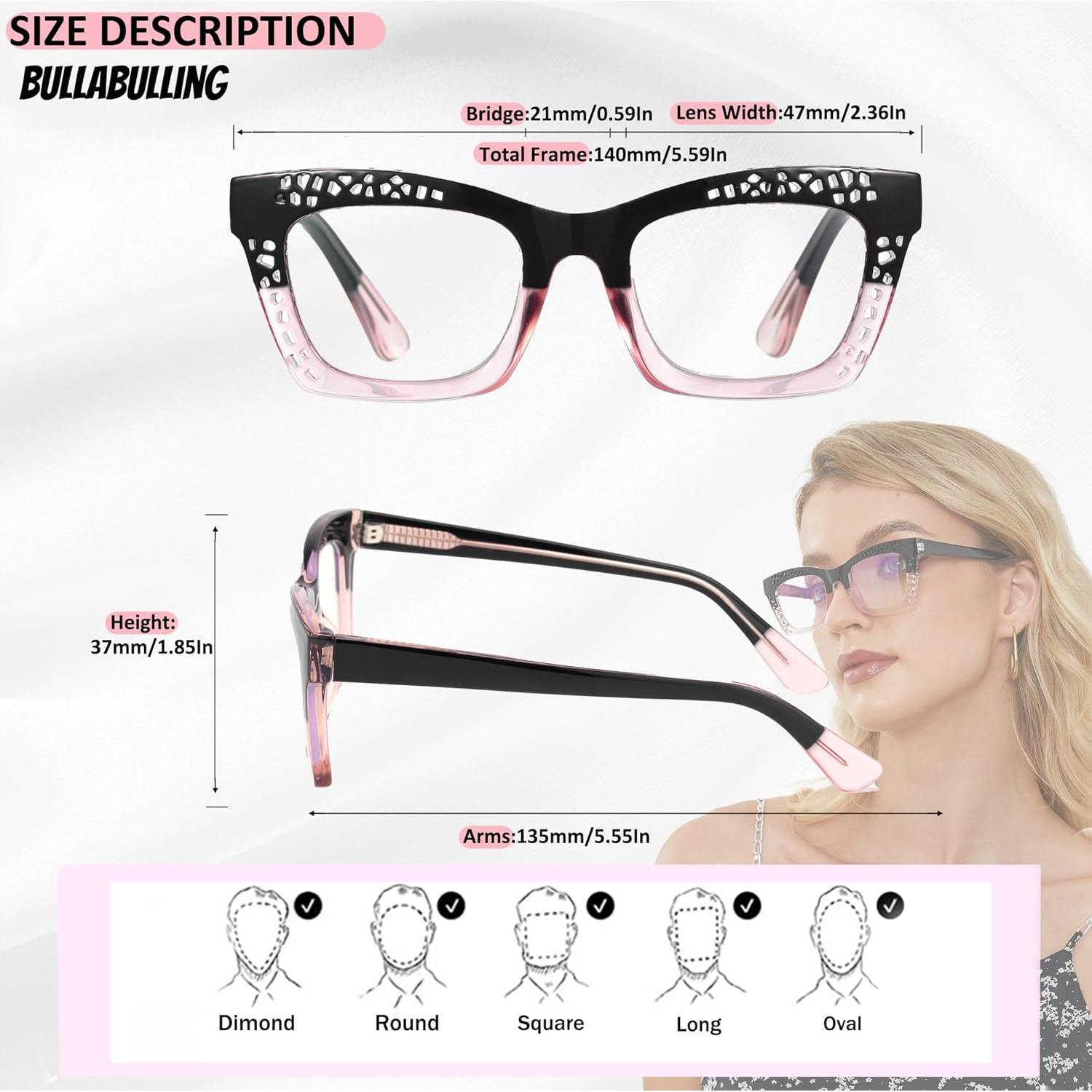 Gafas de Lectura Bullabulling 3 Pack 1.75x Bloqueo Luz Azul