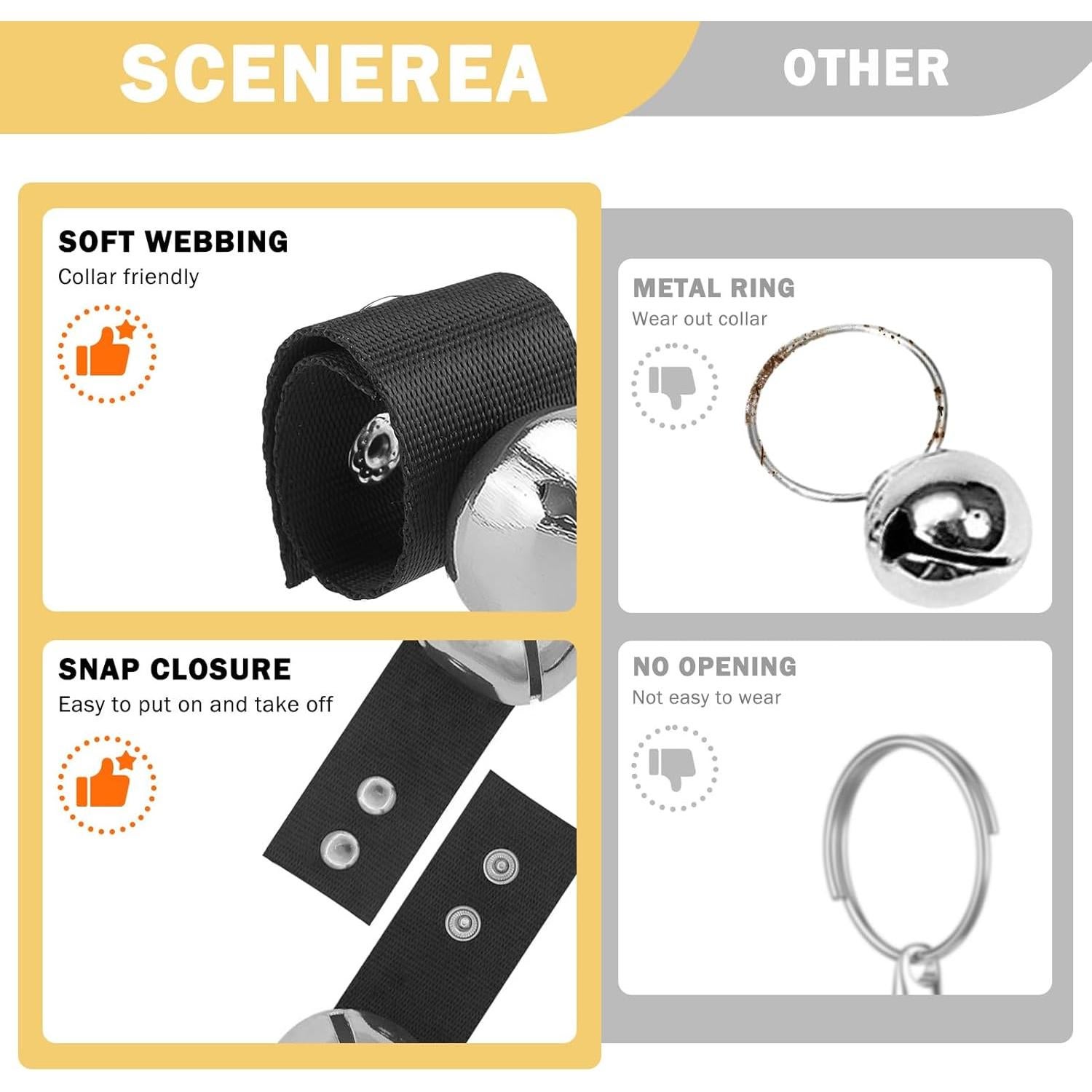 Campana para Perros SCENEREAL, 2 Campanas Antirrobo Plata