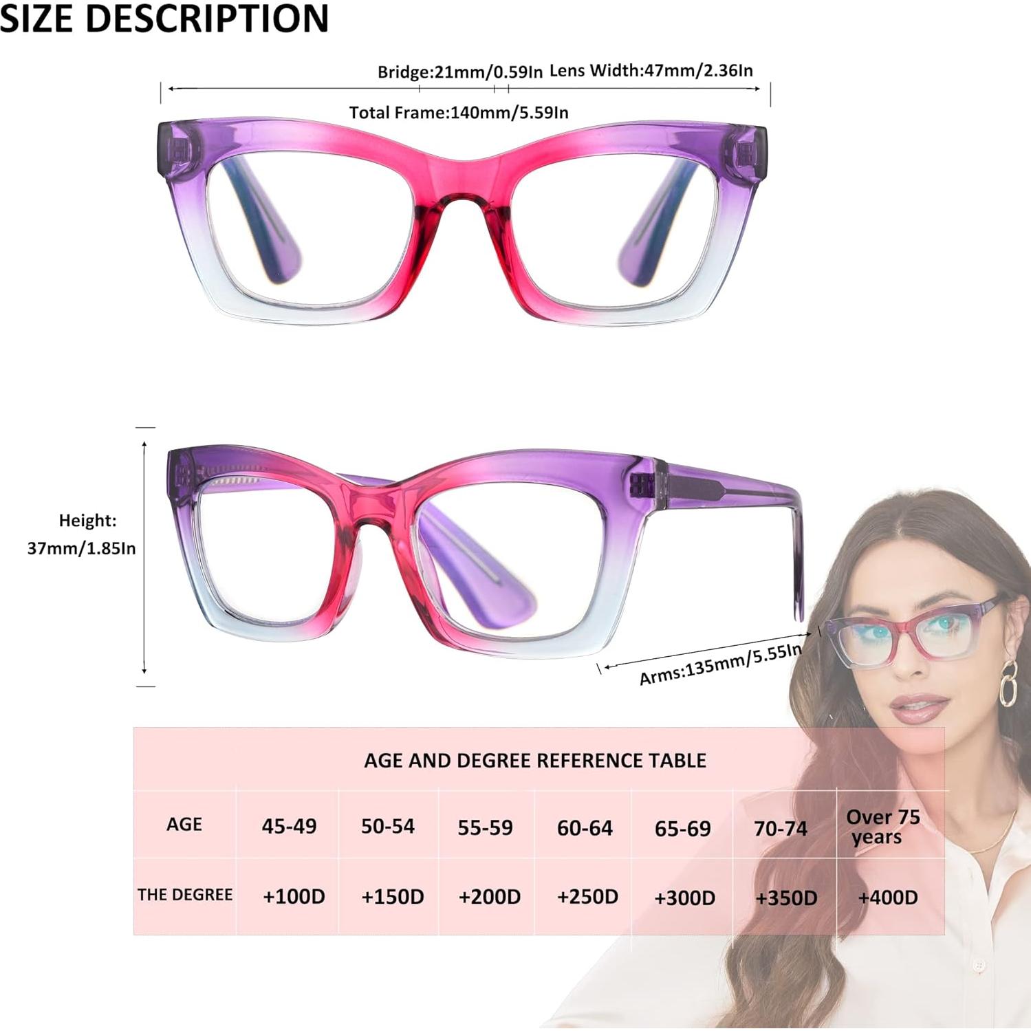 Gafas de Lectura Bullabulling 3 Pack Estilo Retro 2.0x