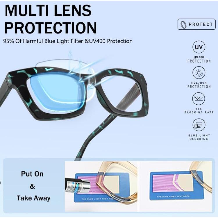 Gafas de Lectura Bullabulling 3 Pack con Bloqueo Luz Azul