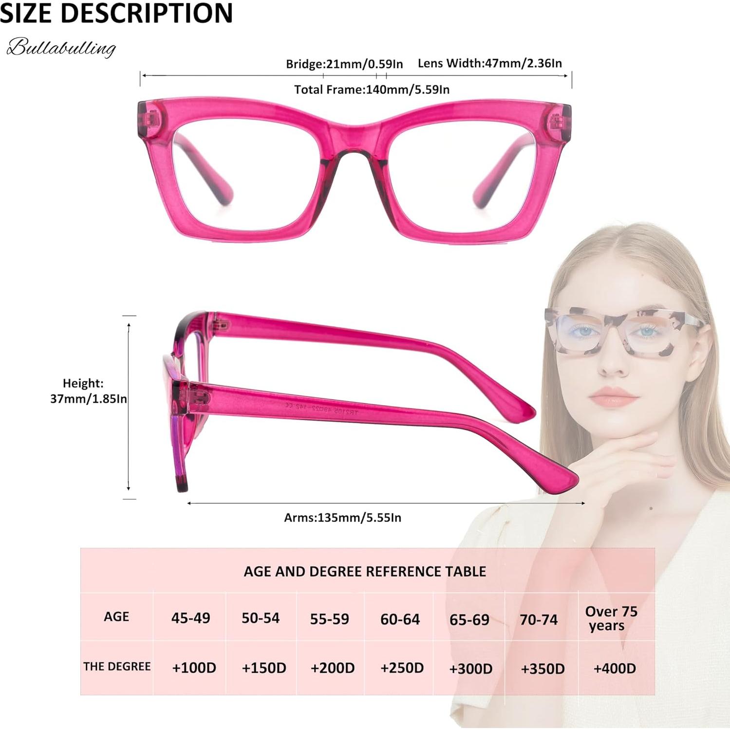 Gafas de Lectura Bullabulling 3 Pack Estilo Retro 2.5x