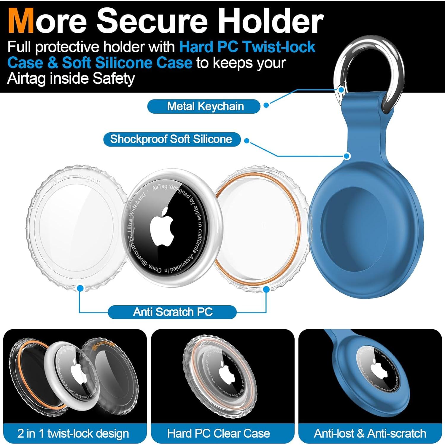 Soporte impermeable IPX8 para AirTag - Paquete de 4 colores