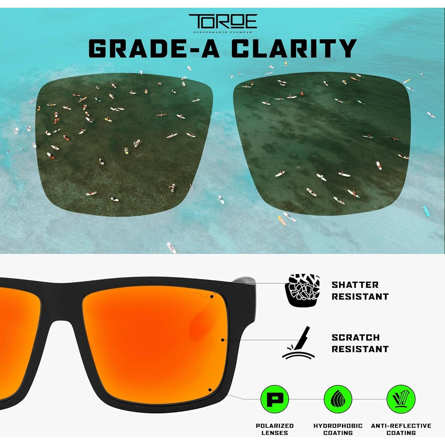 Gafas de sol TOROE Matte Black RANGE XL Lentes Polarizadas