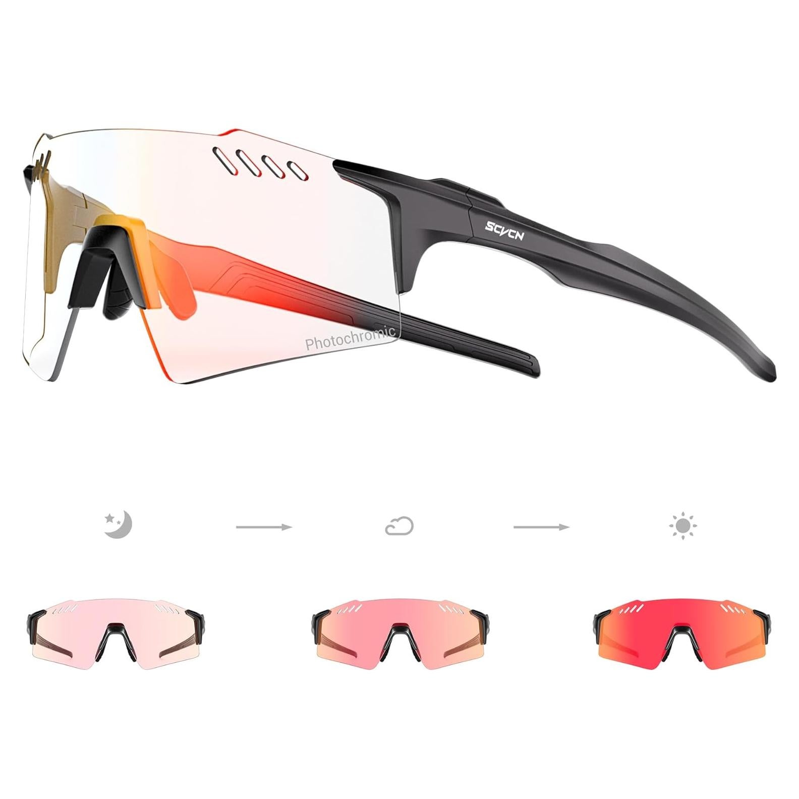Gafas de Ciclismo Fotoquímicas SCVCN UV400 TR90 Negro