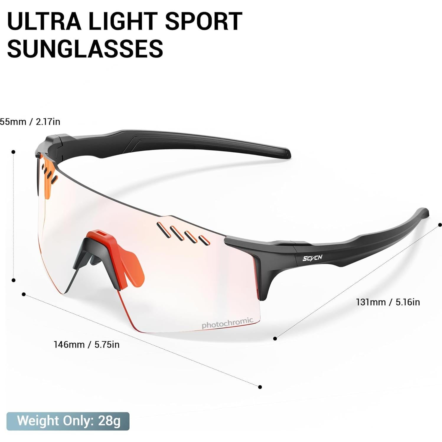 Gafas de Ciclismo Fotoquímicas SCVCN UV400 TR90 Negro