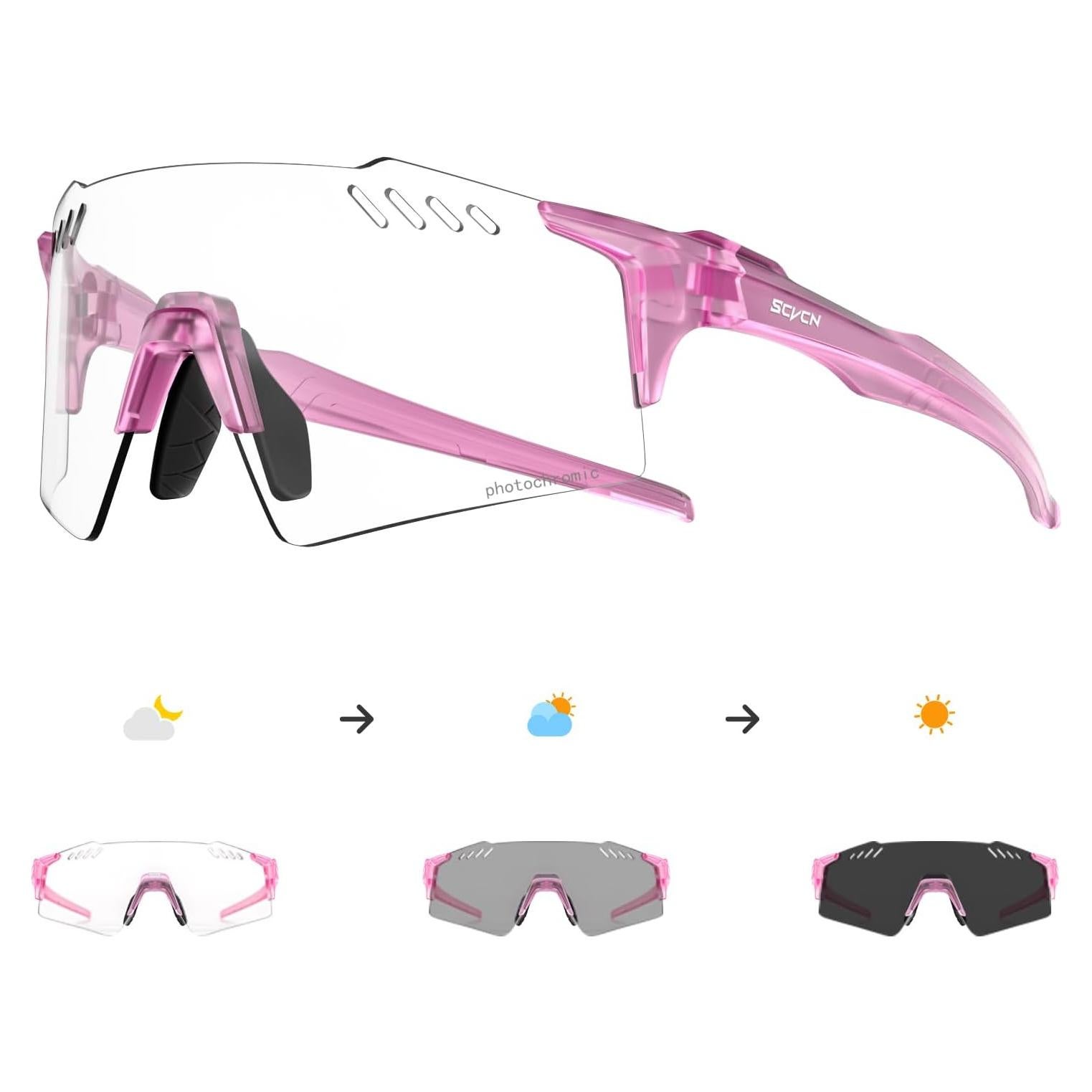 Gafas de Ciclismo Fotochromáticas SCVCN TR90 UV400 Rosa