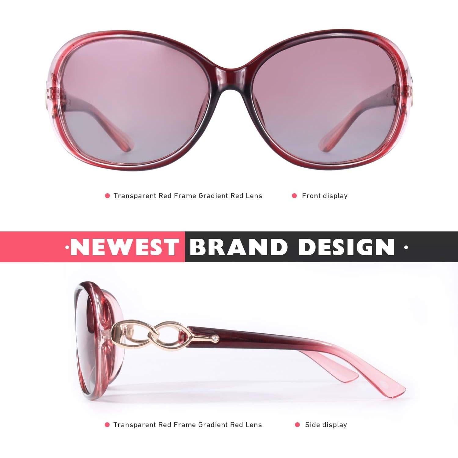 Gafas de Sol CGID Oversized UV400 Lentes Polarizados Rojas