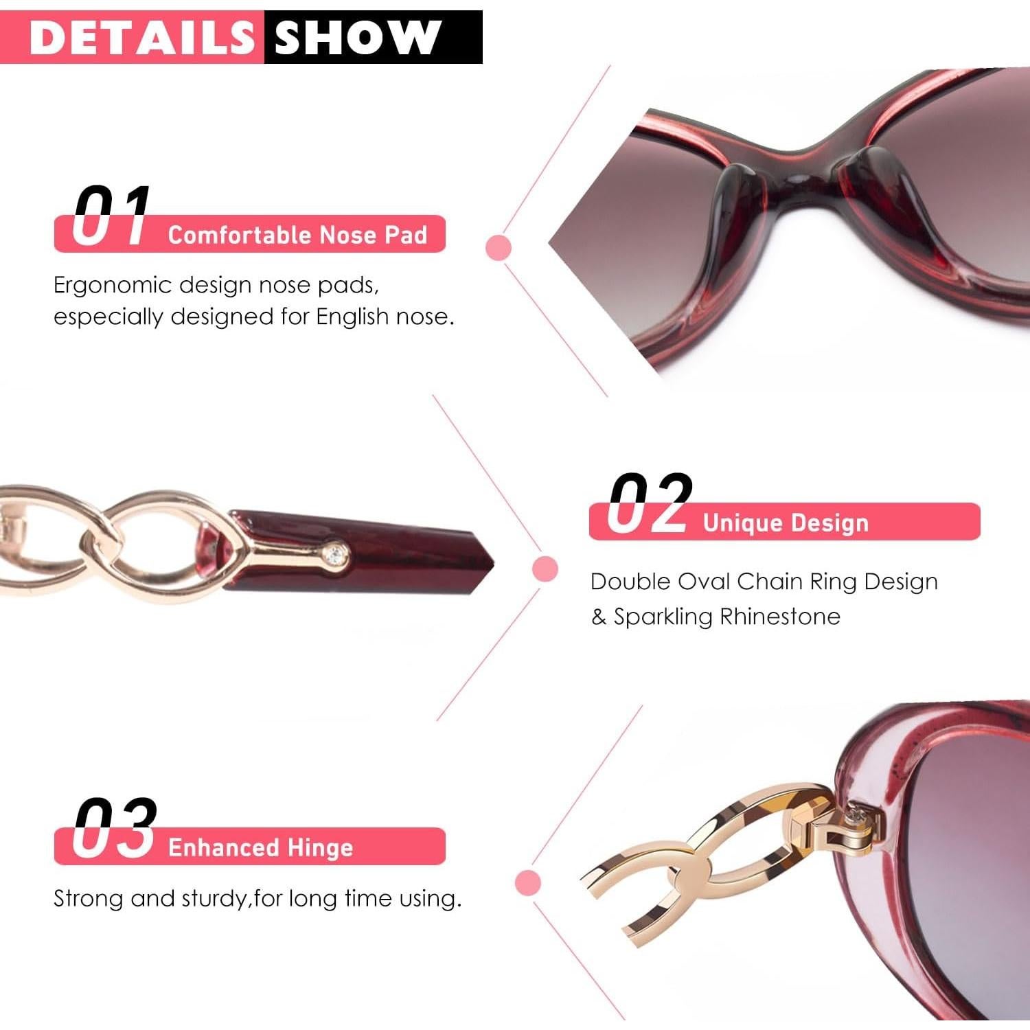 Gafas de Sol CGID Oversized UV400 Lentes Polarizados Rojas