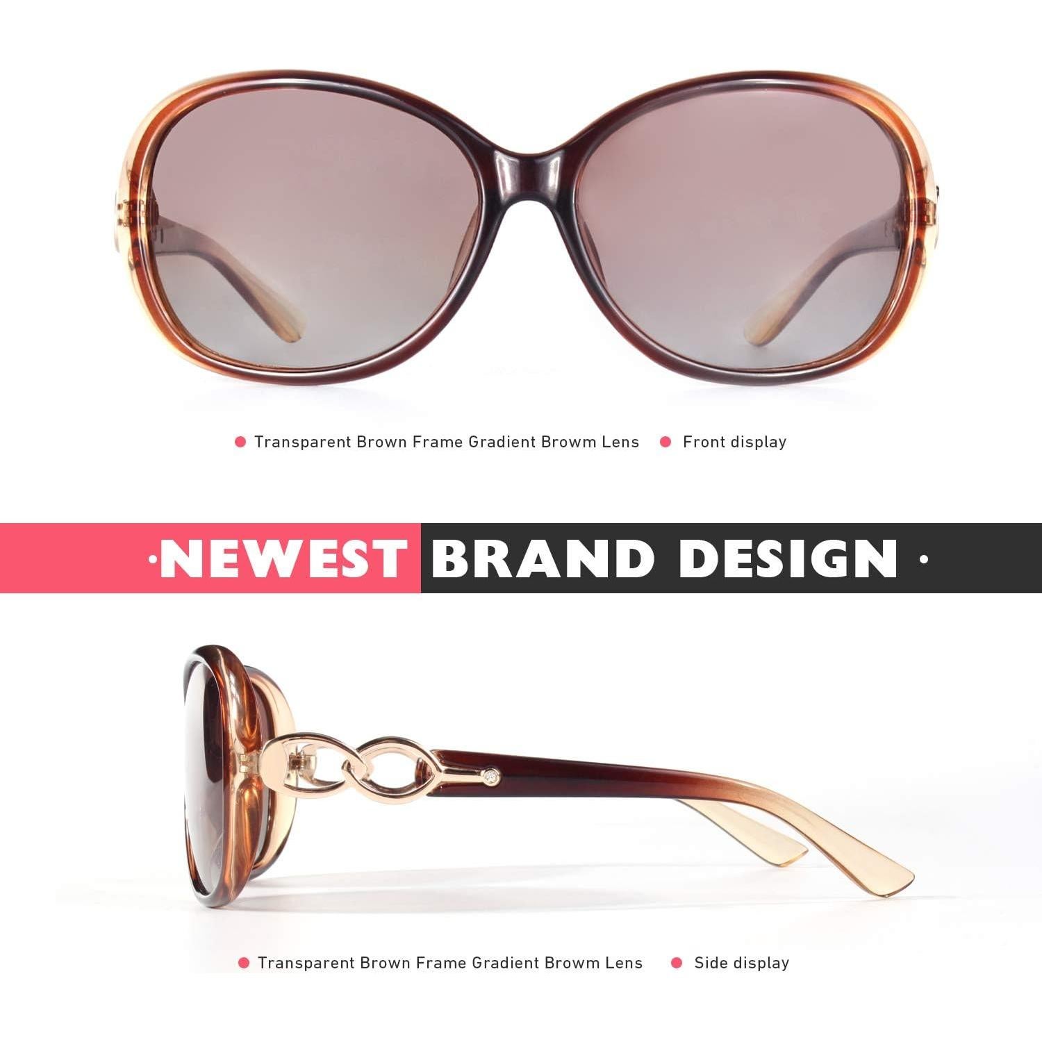 Gafas de Sol CGID Oversized UV400 Marrón Polarizadas