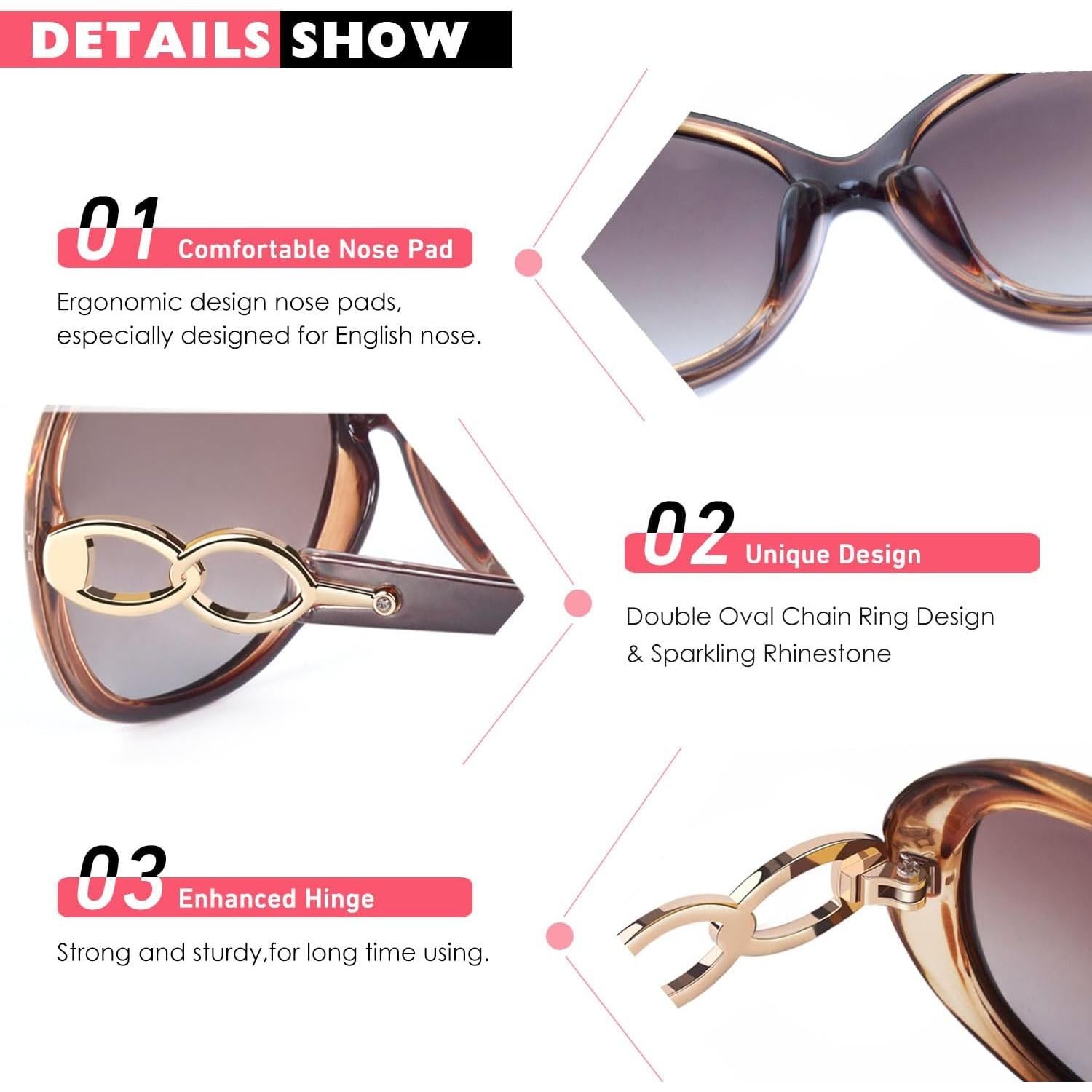 Gafas de Sol CGID Oversized UV400 Marrón Polarizadas