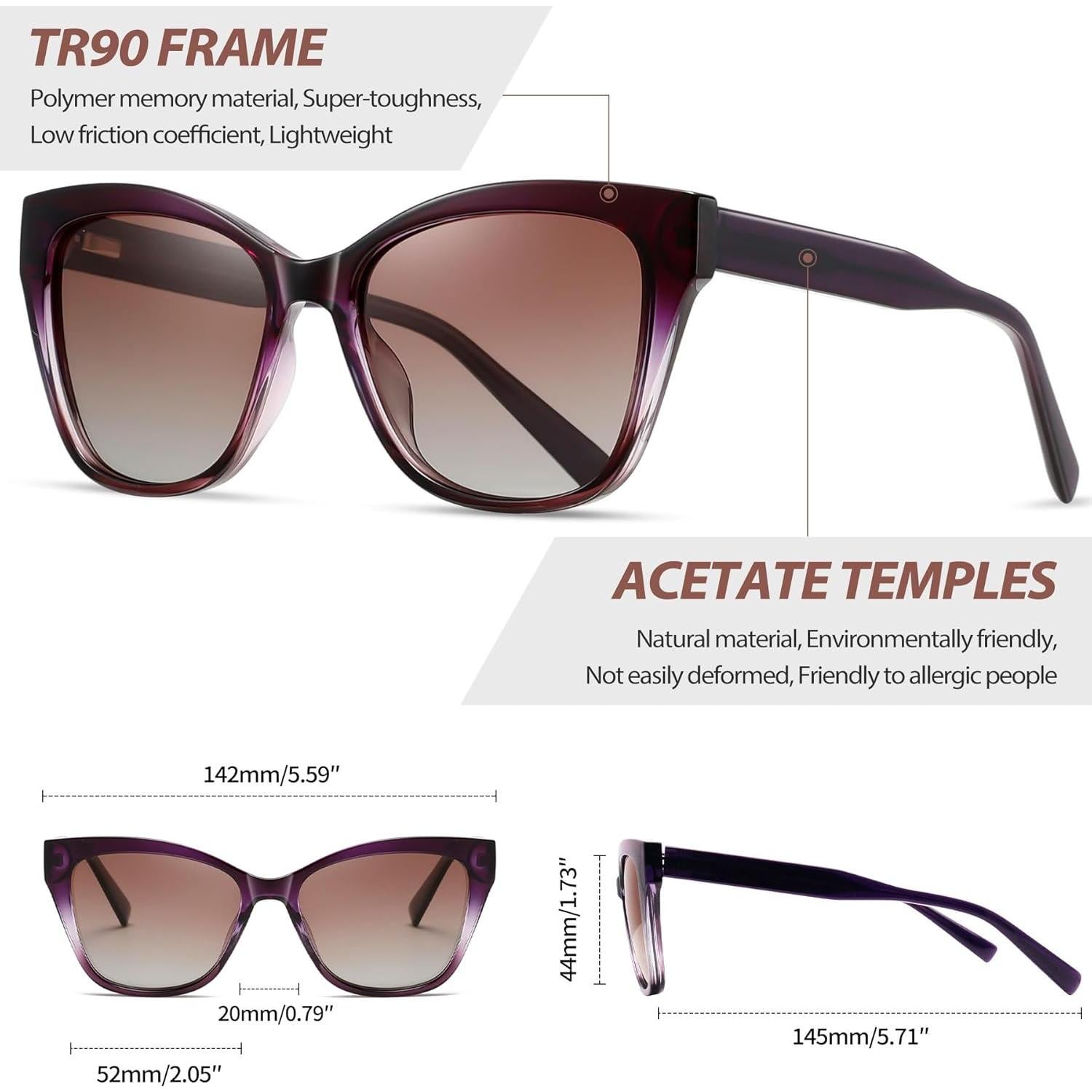 Gafas de sol Joopin ojo de gato moradas UV400 para mujeres