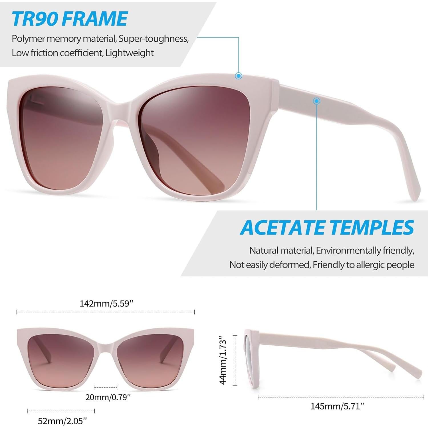 Gafas de sol Joopin Ojo de Gato Beige UV400 para Mujeres