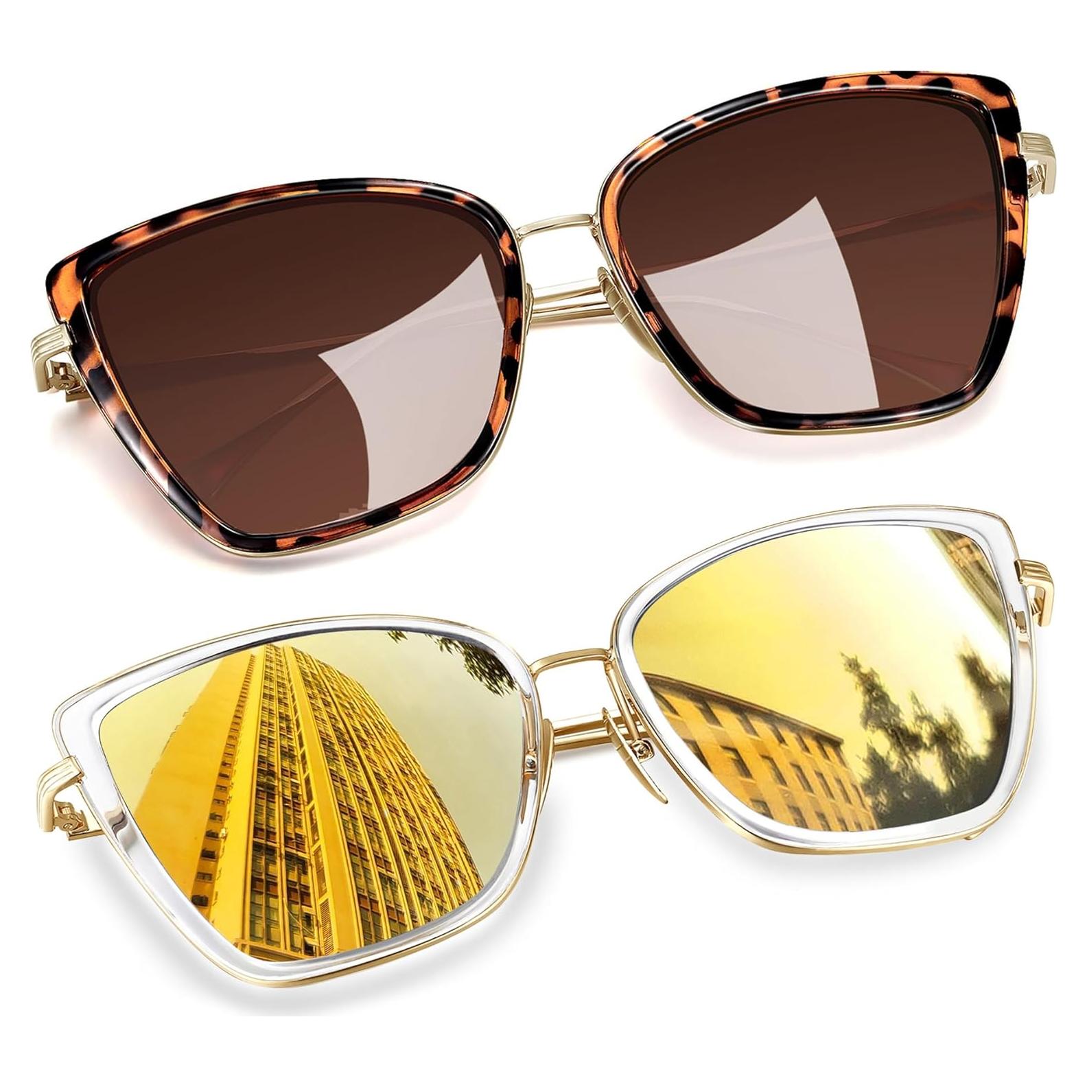 Gafas de sol grandes Joopin estilo gato UV400 paquete 2