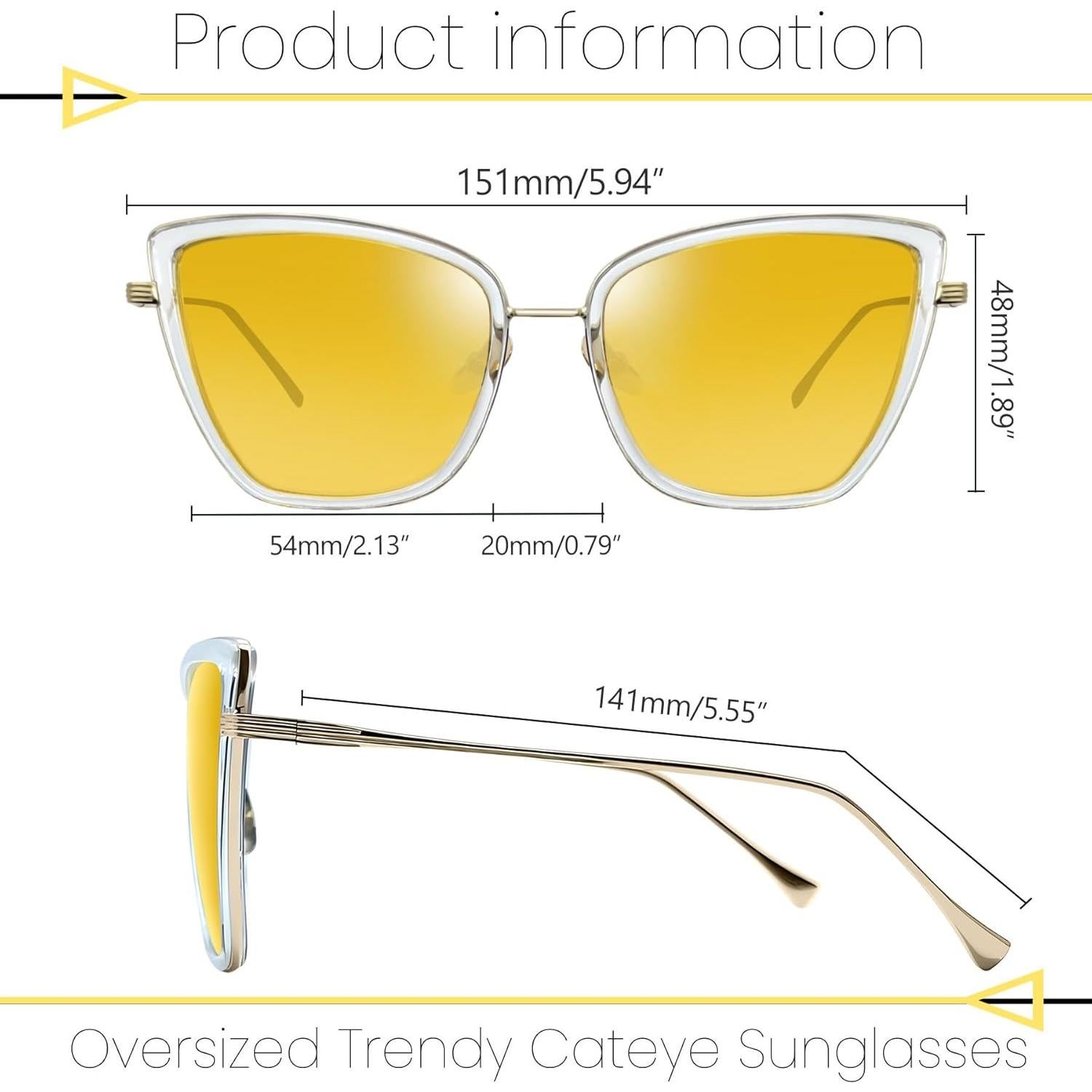 Gafas de sol grandes Joopin estilo gato UV400 paquete 2