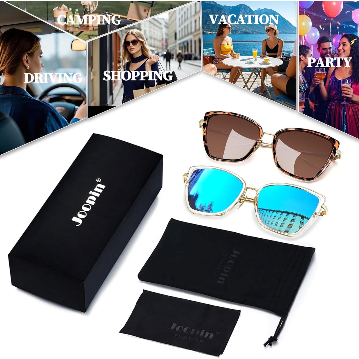 Gafas de sol Joopin estilo gato UV400 para mujeres - Paquete 2