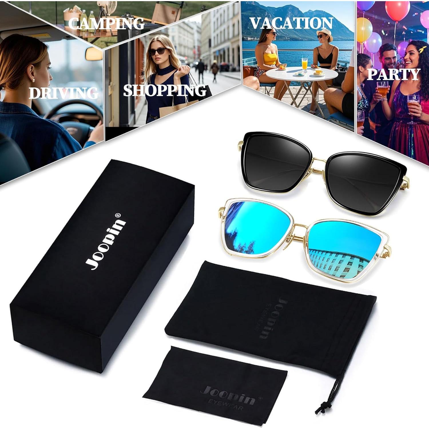 Gafas de sol estilo gato Joopin UV400 para mujeres - Paquete 2