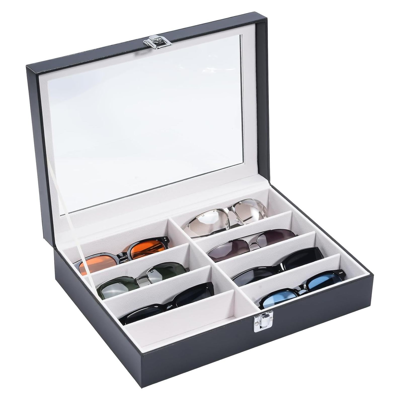 Organizador de Gafas ProCase 8 Compartimentos PU Negro