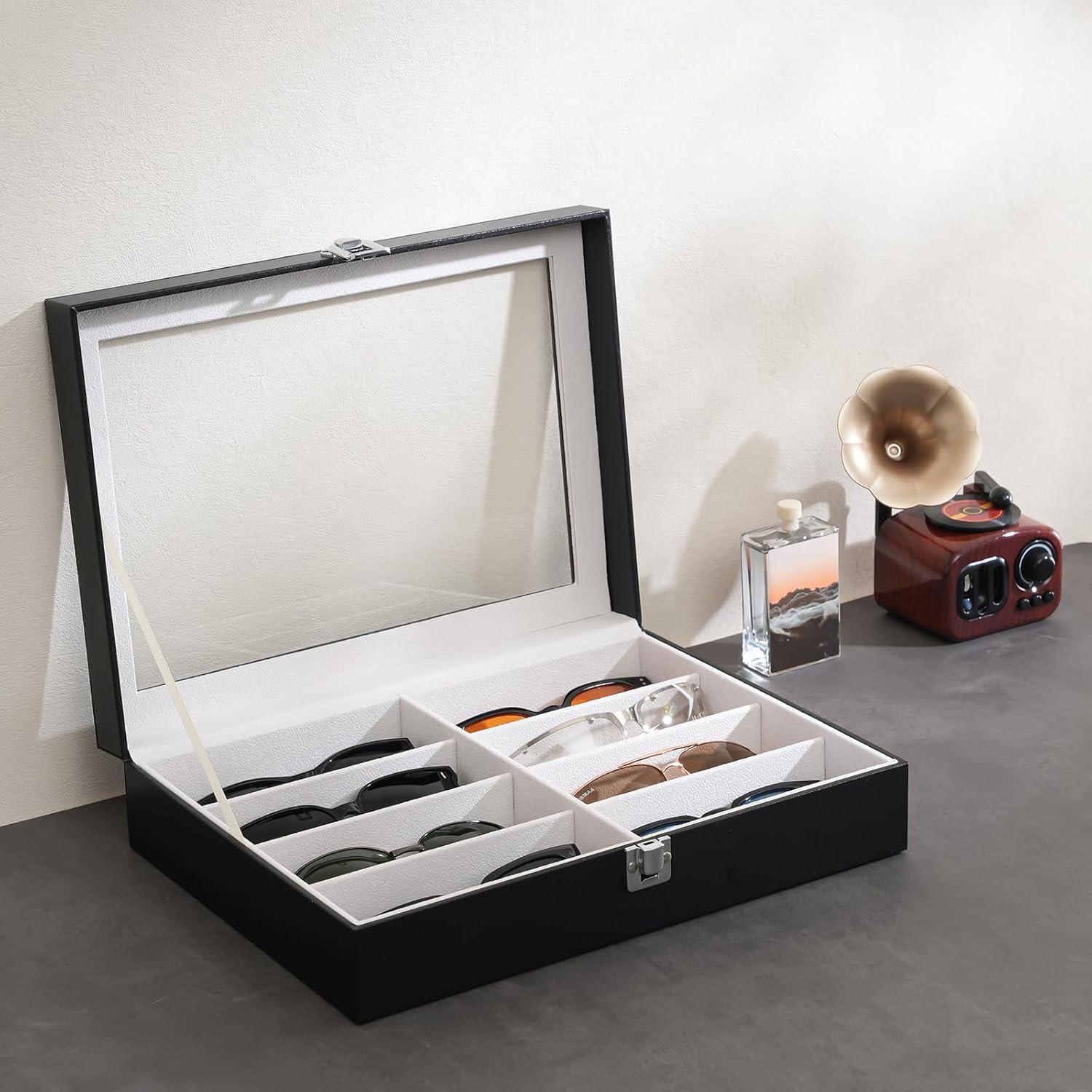 Organizador de Gafas ProCase 8 Compartimentos PU Negro