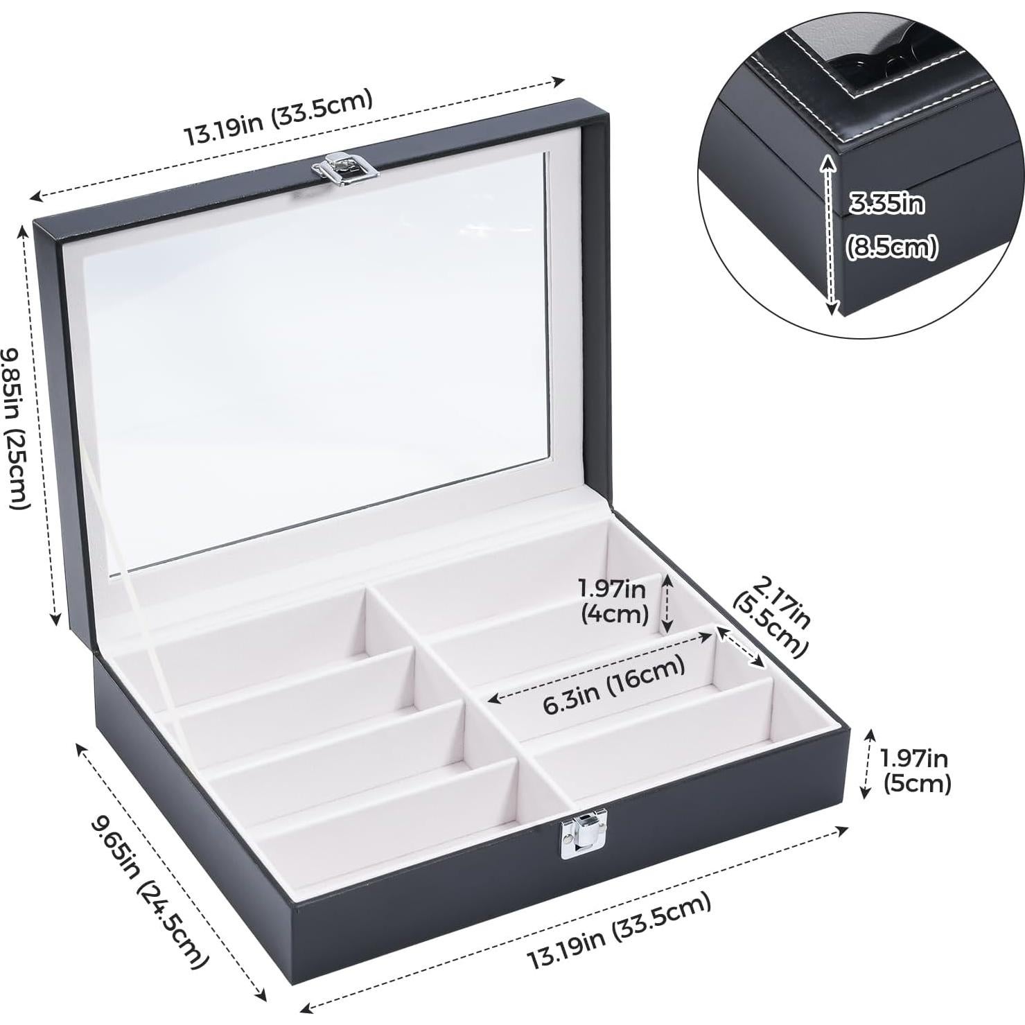 Organizador de Gafas ProCase 8 Compartimentos PU Negro