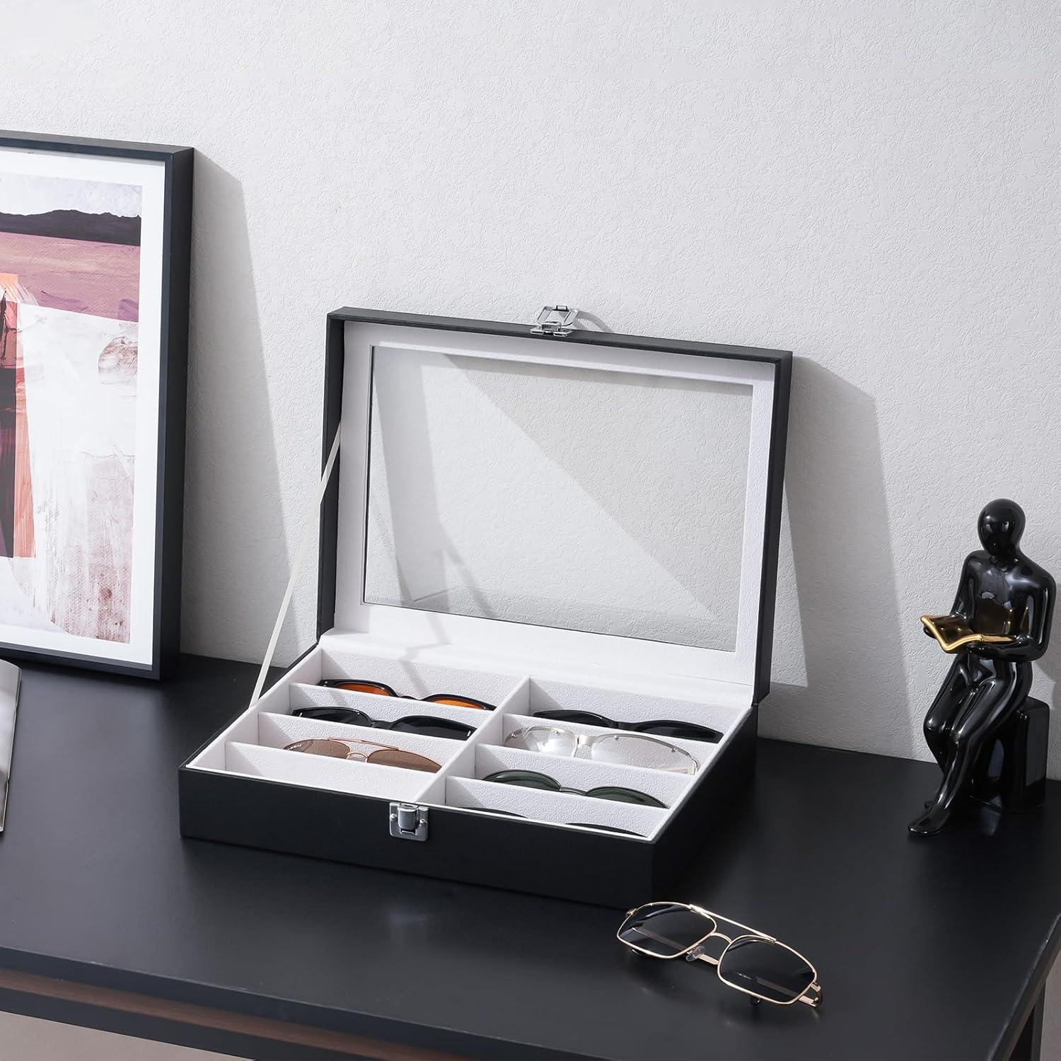 Organizador de Gafas ProCase 8 Compartimentos PU Negro