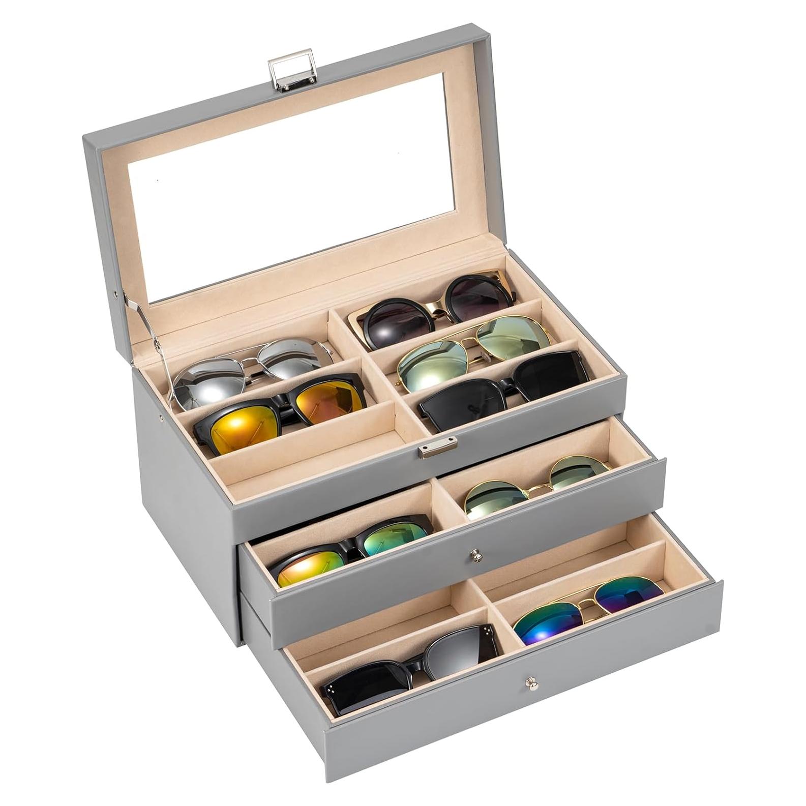 Organizador de Gafas ProCase 3 Capas 18 Ranuras Gris