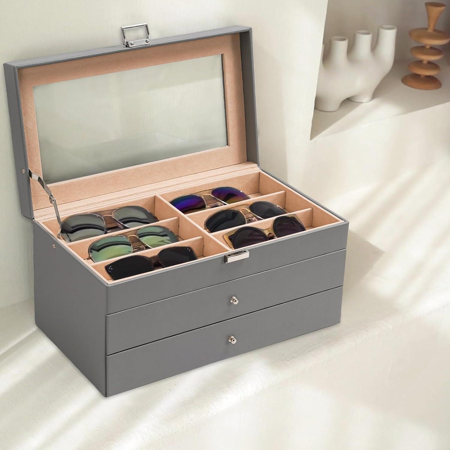 Organizador de Gafas ProCase 3 Capas 18 Ranuras Gris