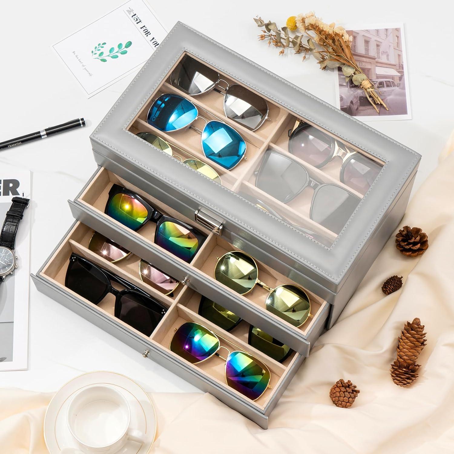 Organizador de Gafas ProCase 3 Capas 18 Ranuras Gris