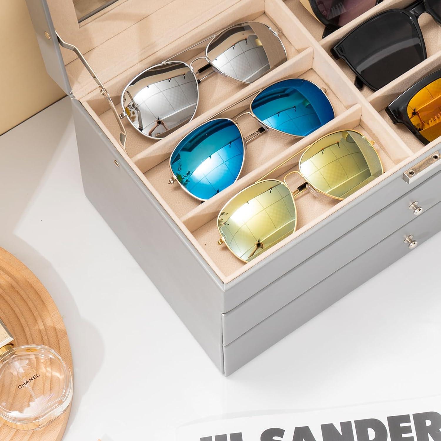 Organizador de Gafas ProCase 3 Capas 18 Ranuras Gris