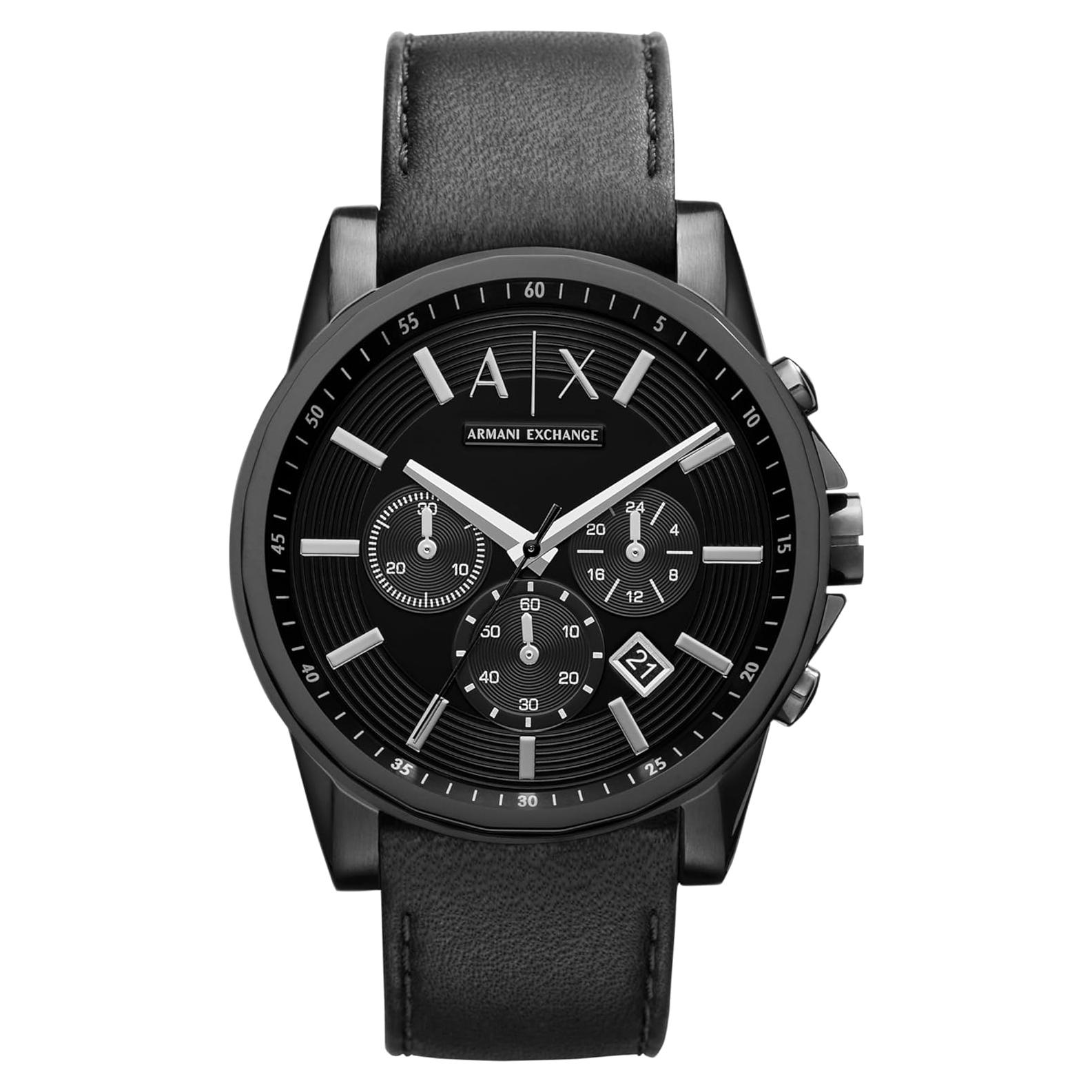 Reloj Cronógrafo AX Armani Exchange 45mm Correa Cuero Negro