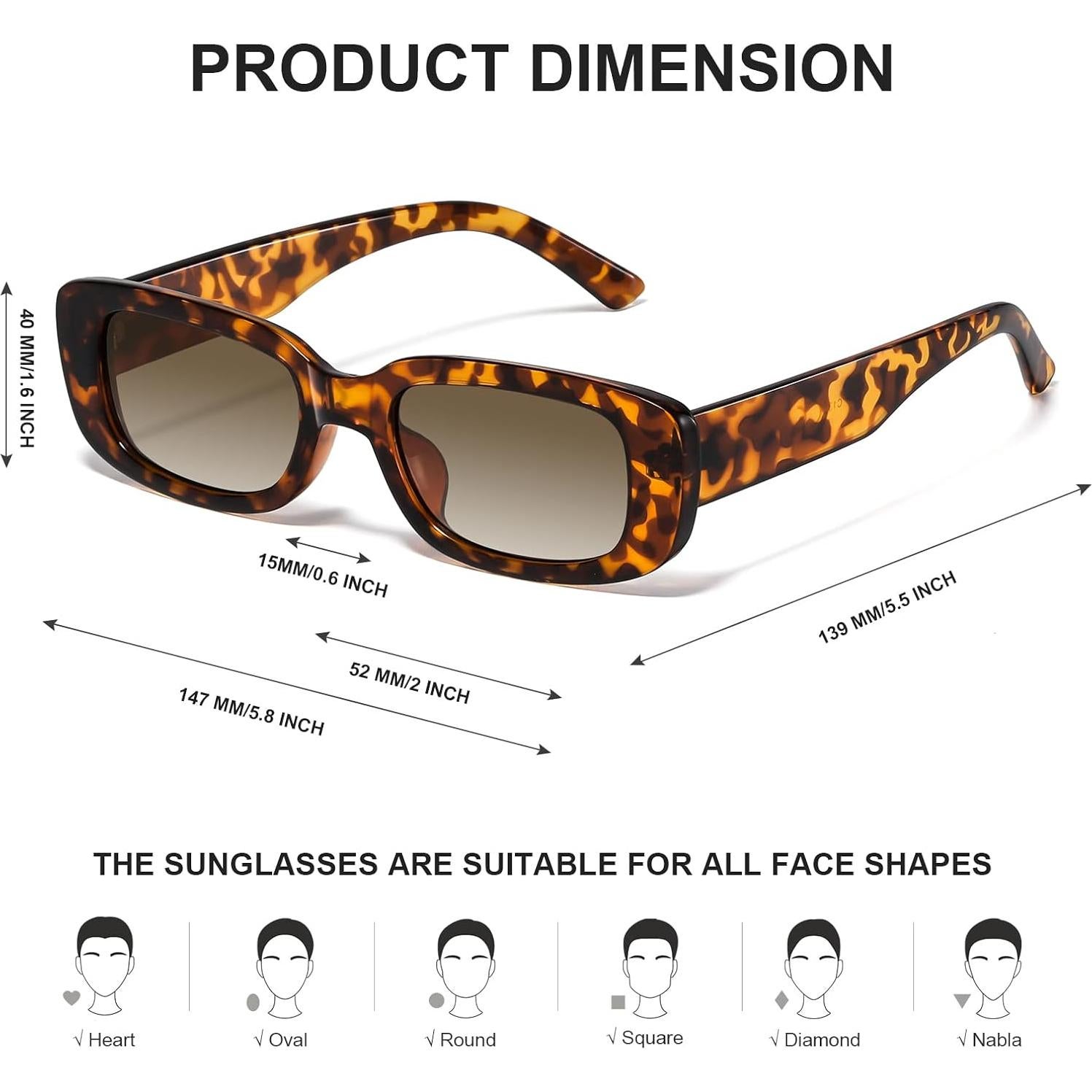 Gafas de Sol Rectangulares JASPIN UV400 Estilo Retro