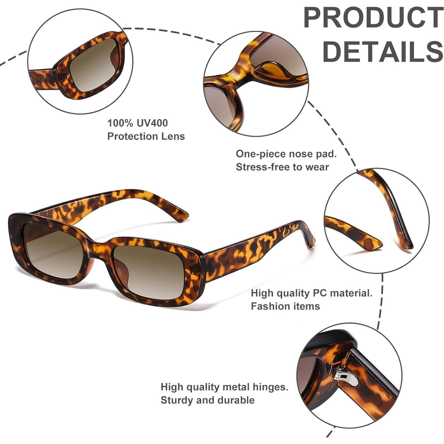 Gafas de Sol Rectangulares JASPIN UV400 Estilo Retro