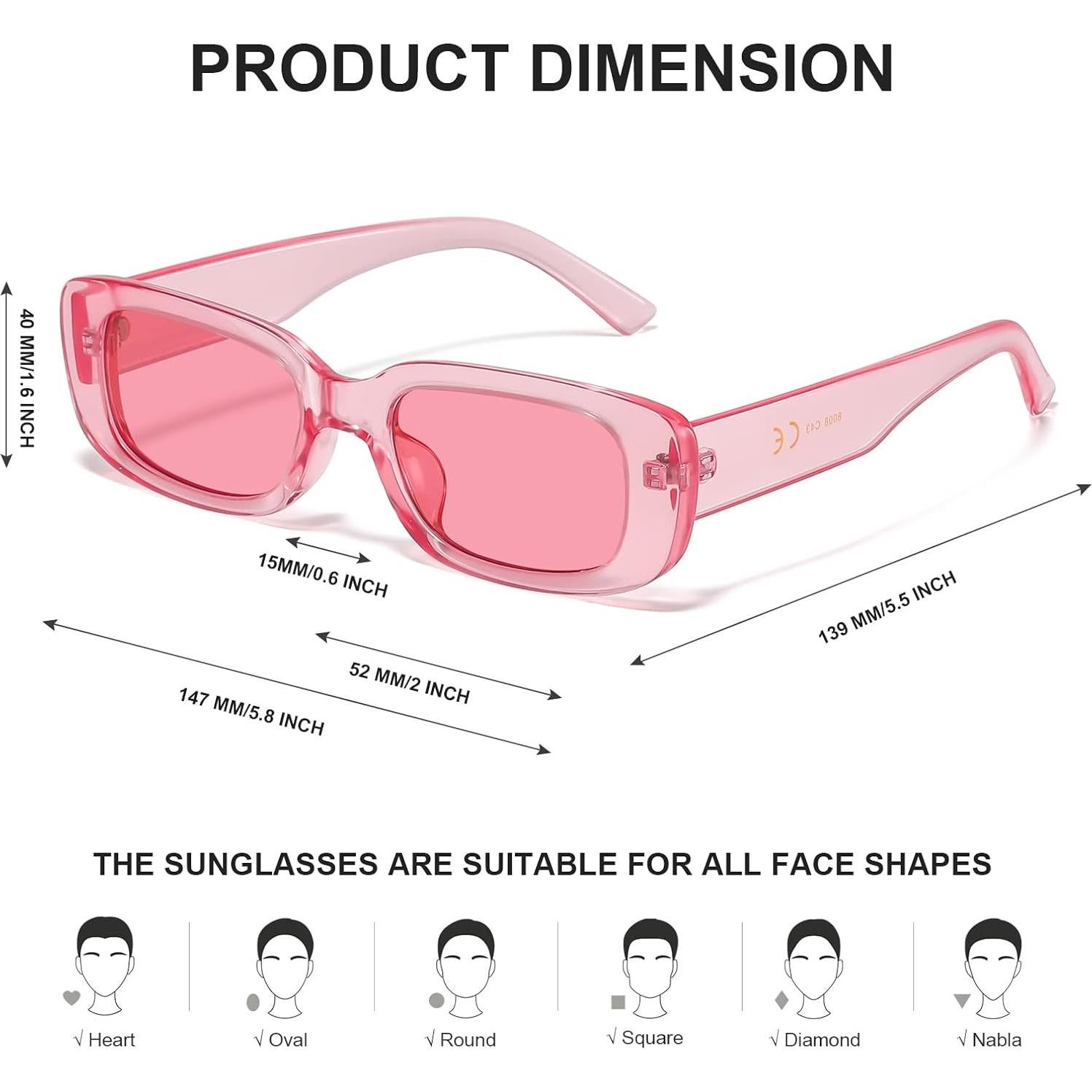 Gafas de Sol Rectangulares JASPIN UV400 Rosa Claro