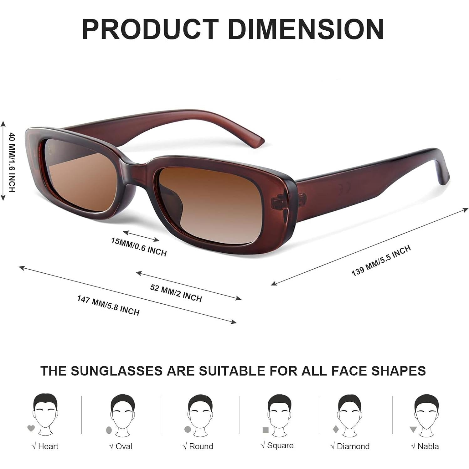 Gafas de Sol Rectangulares JASPIN UV400 Unisex Retro Y2K