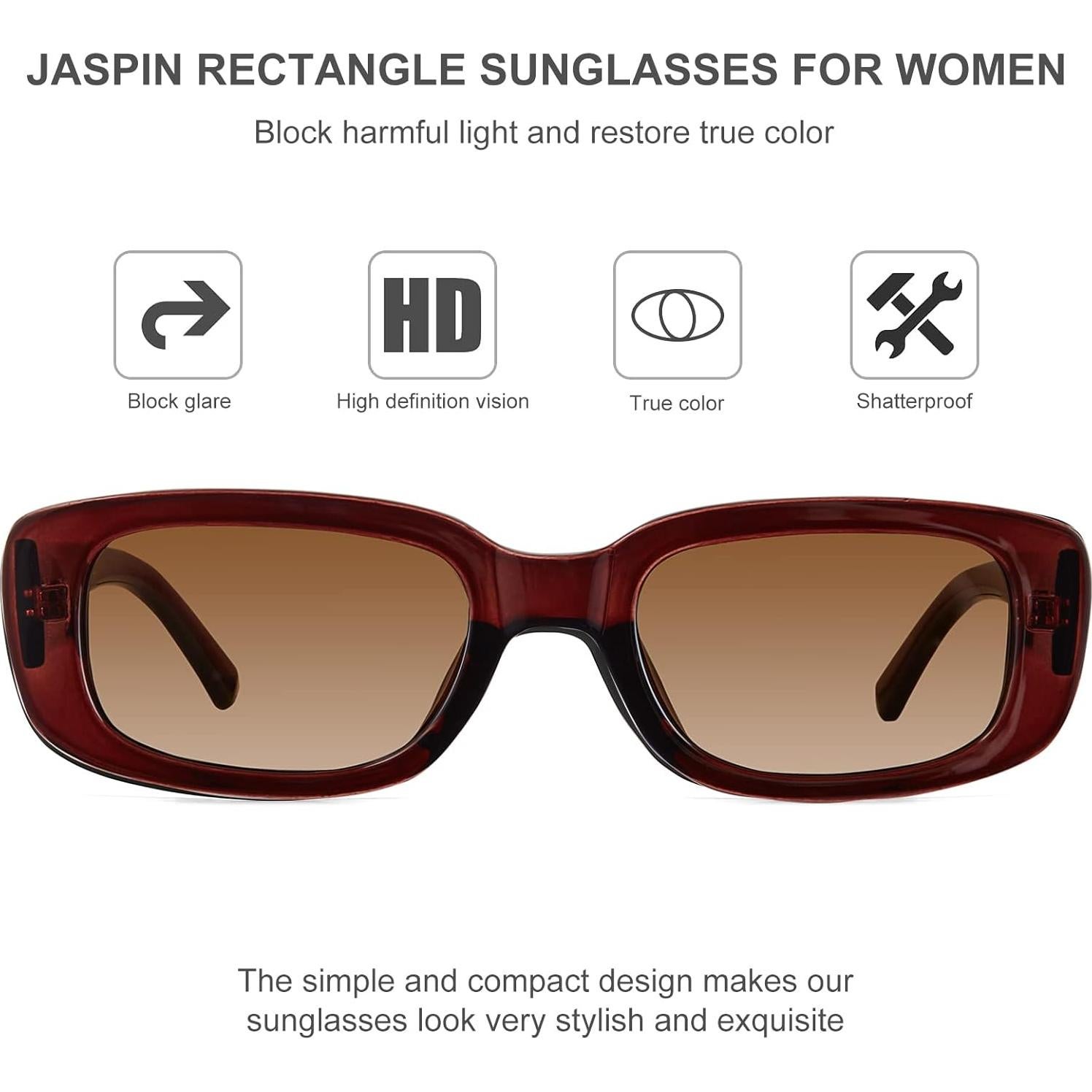 Gafas de Sol Rectangulares JASPIN UV400 Unisex Retro Y2K