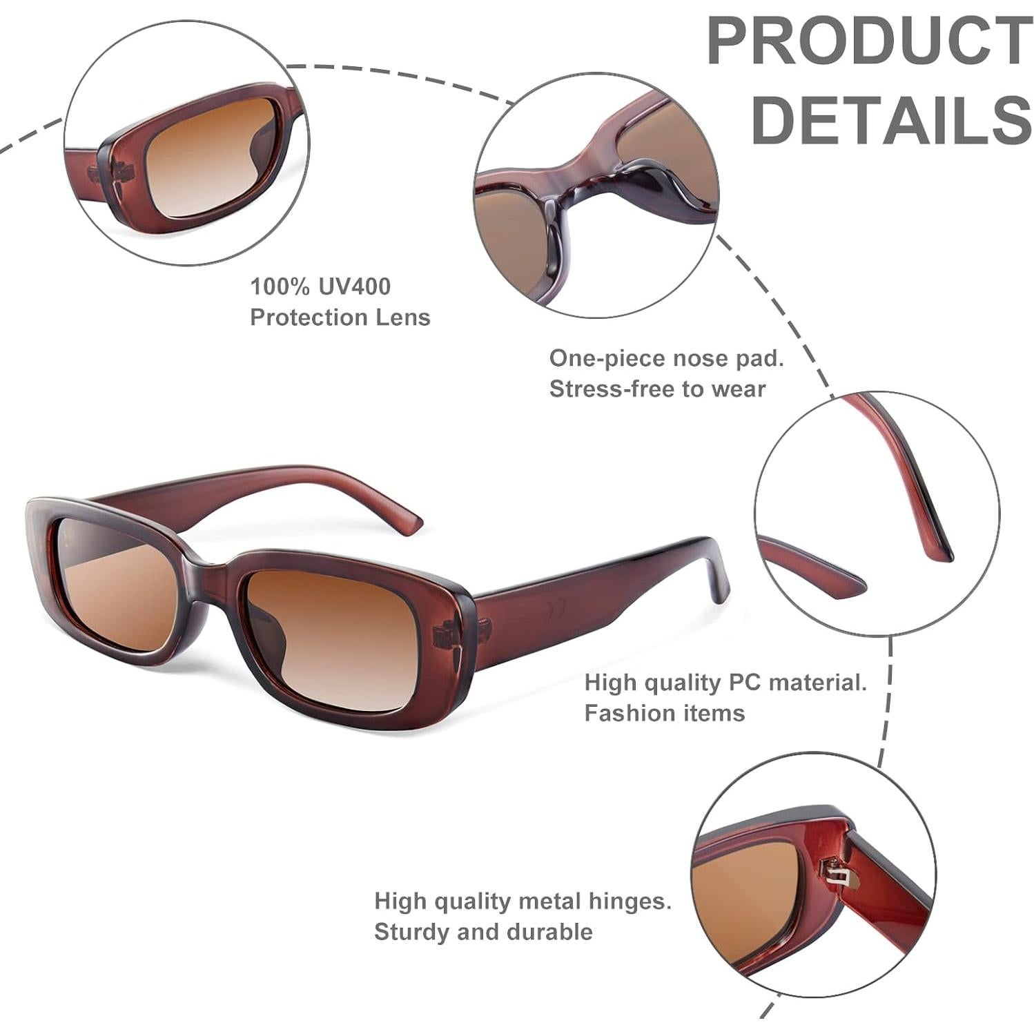 Gafas de Sol Rectangulares JASPIN UV400 Unisex Retro Y2K