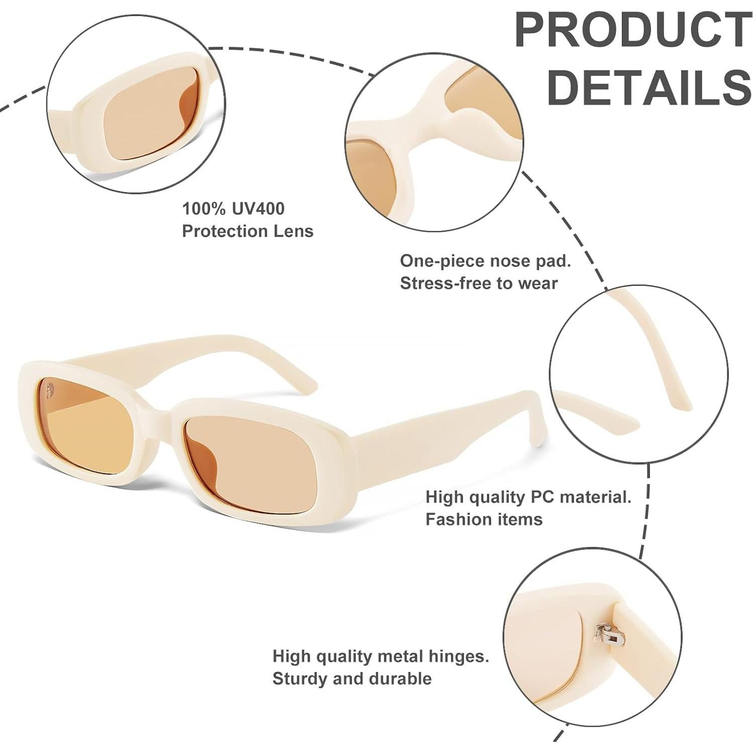 Gafas de sol JASPIN rectangulares UV400 unisex retro 90s