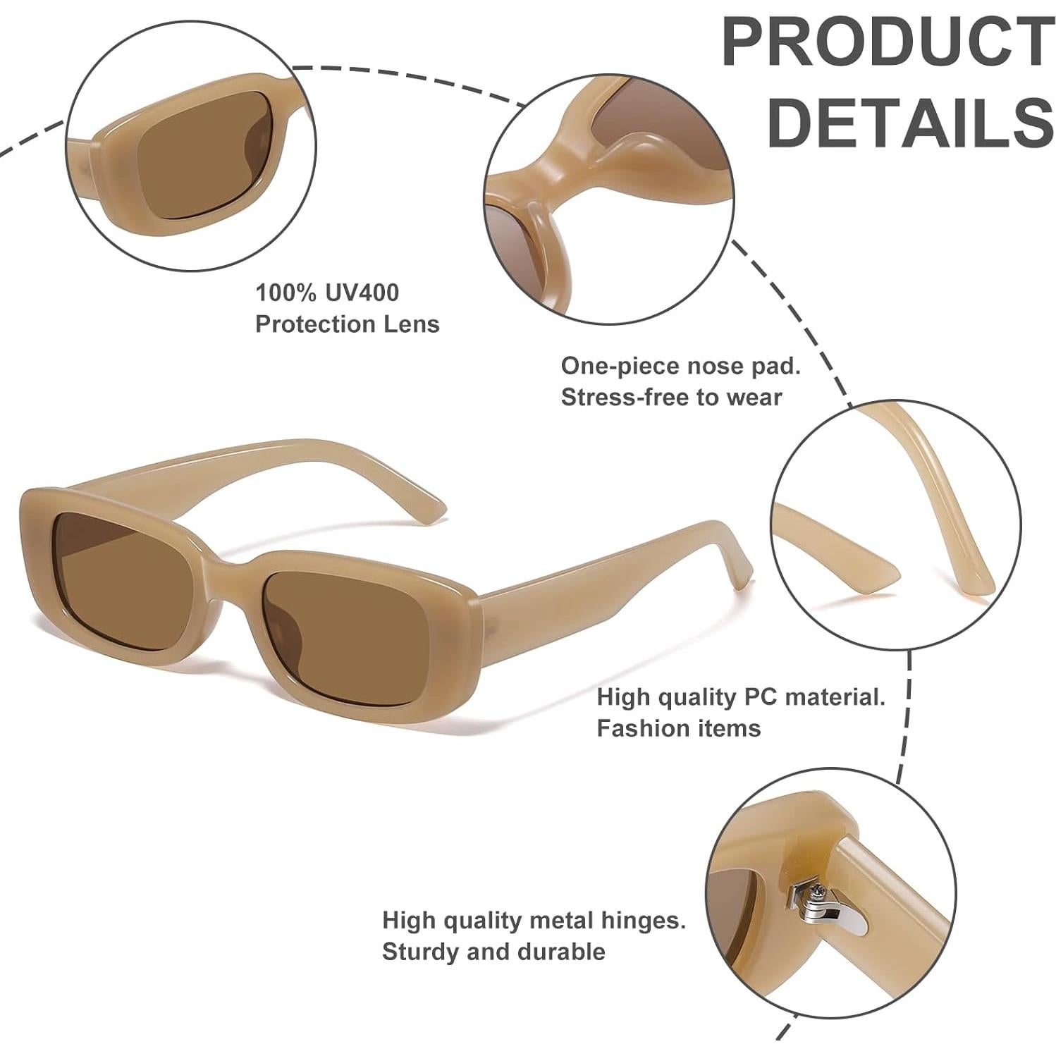 Gafas de Sol Rectangulares JASPIN UV400 Unisex Retro