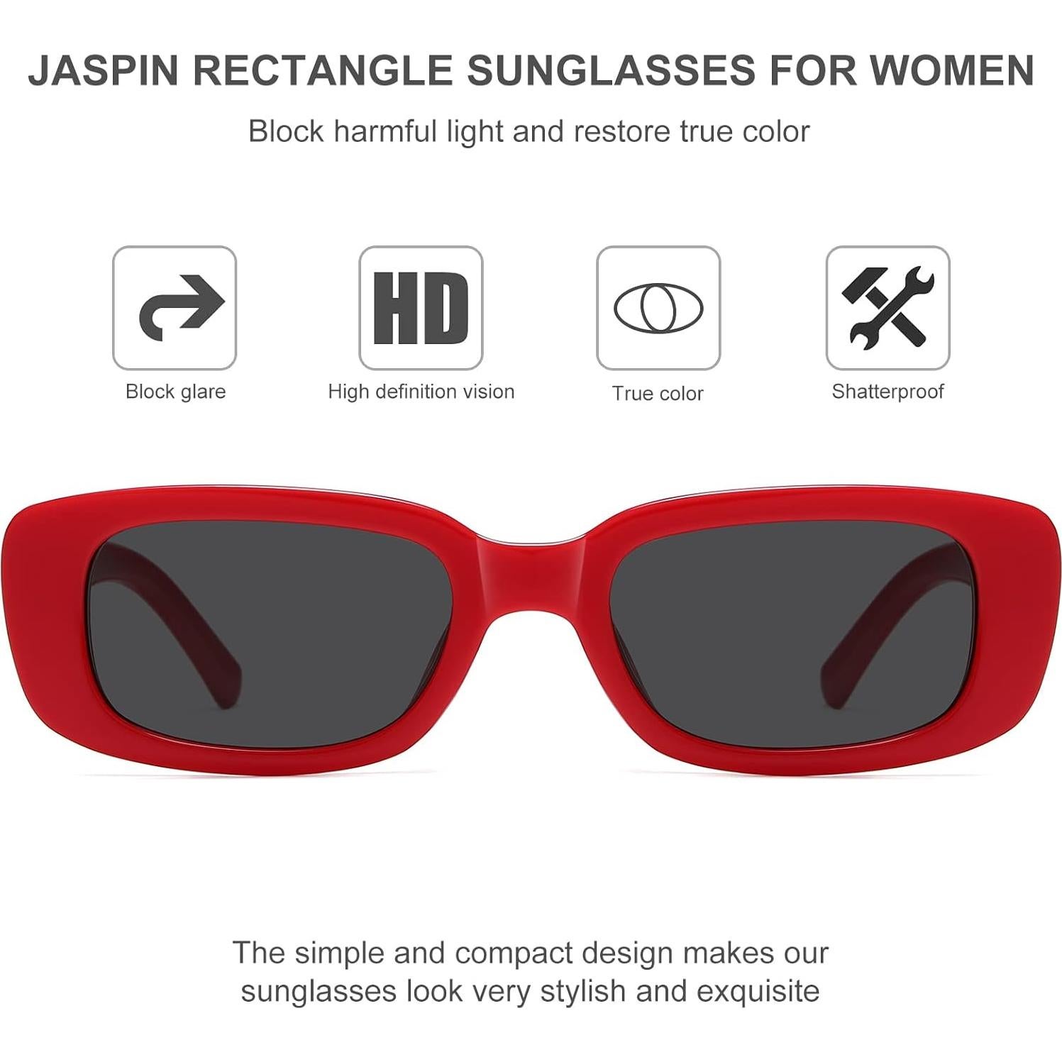 Gafas de Sol Rectangulares JASPIN UV400 Unisex Rojo