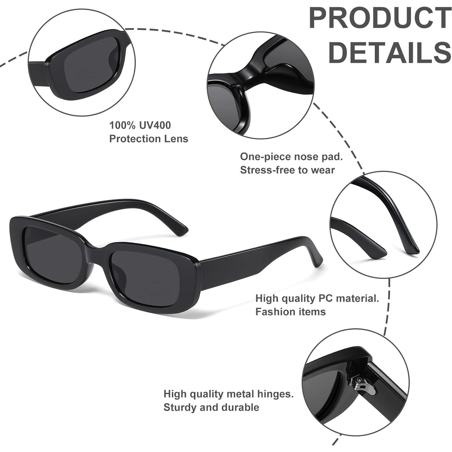 Gafas de Sol Rectangulares JASPIN UV400 Estilo Retro