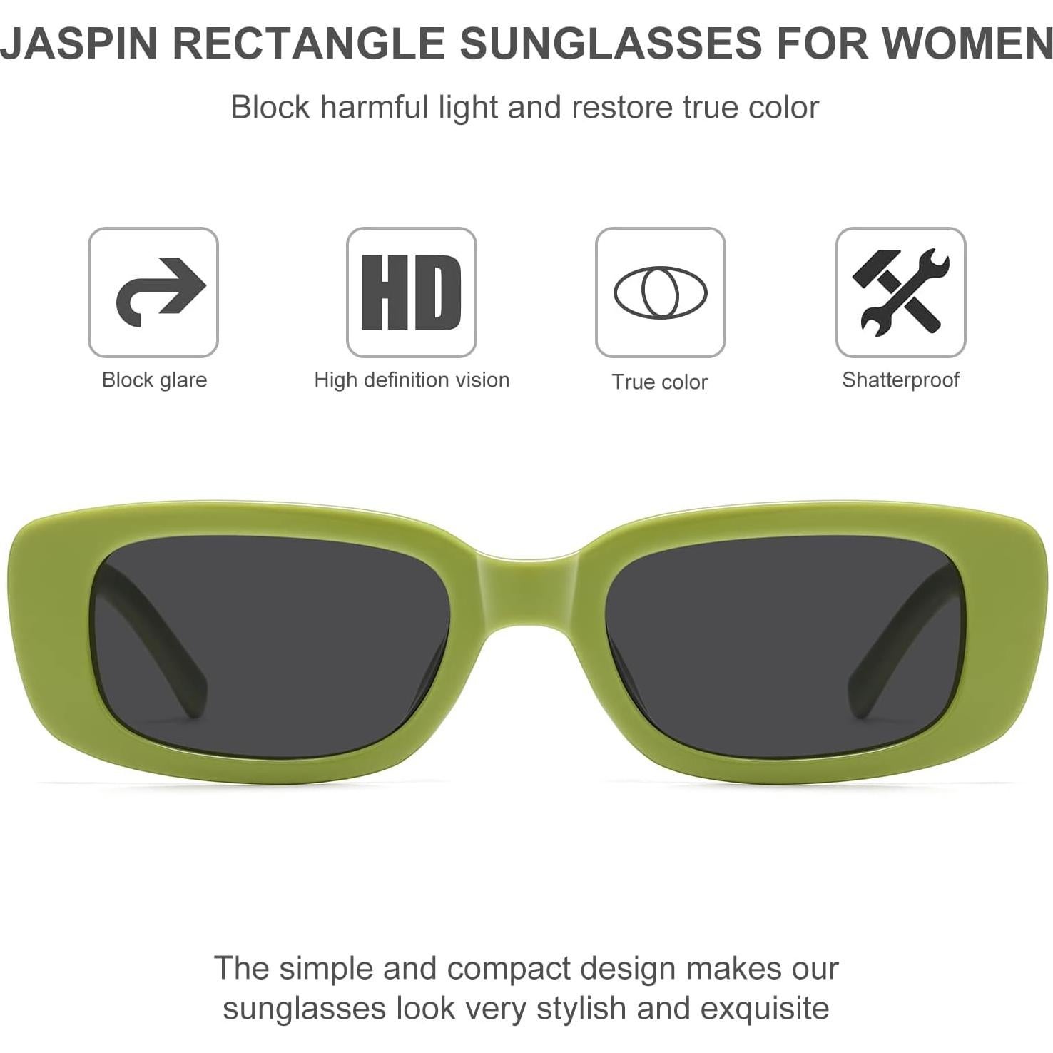 Gafas de Sol Rectangulares JASPIN UV400 Verde Gris