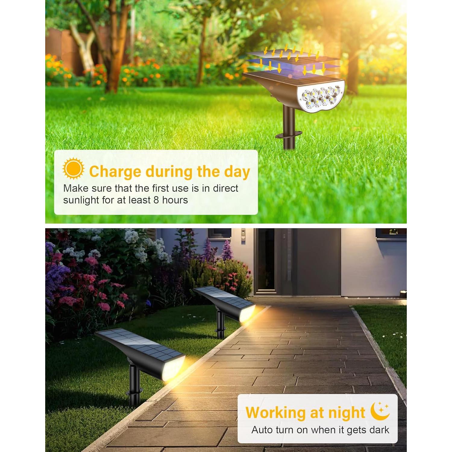 Luces Solares BAXIA para Jardín IP65 3 Modos Blanco Cálido
