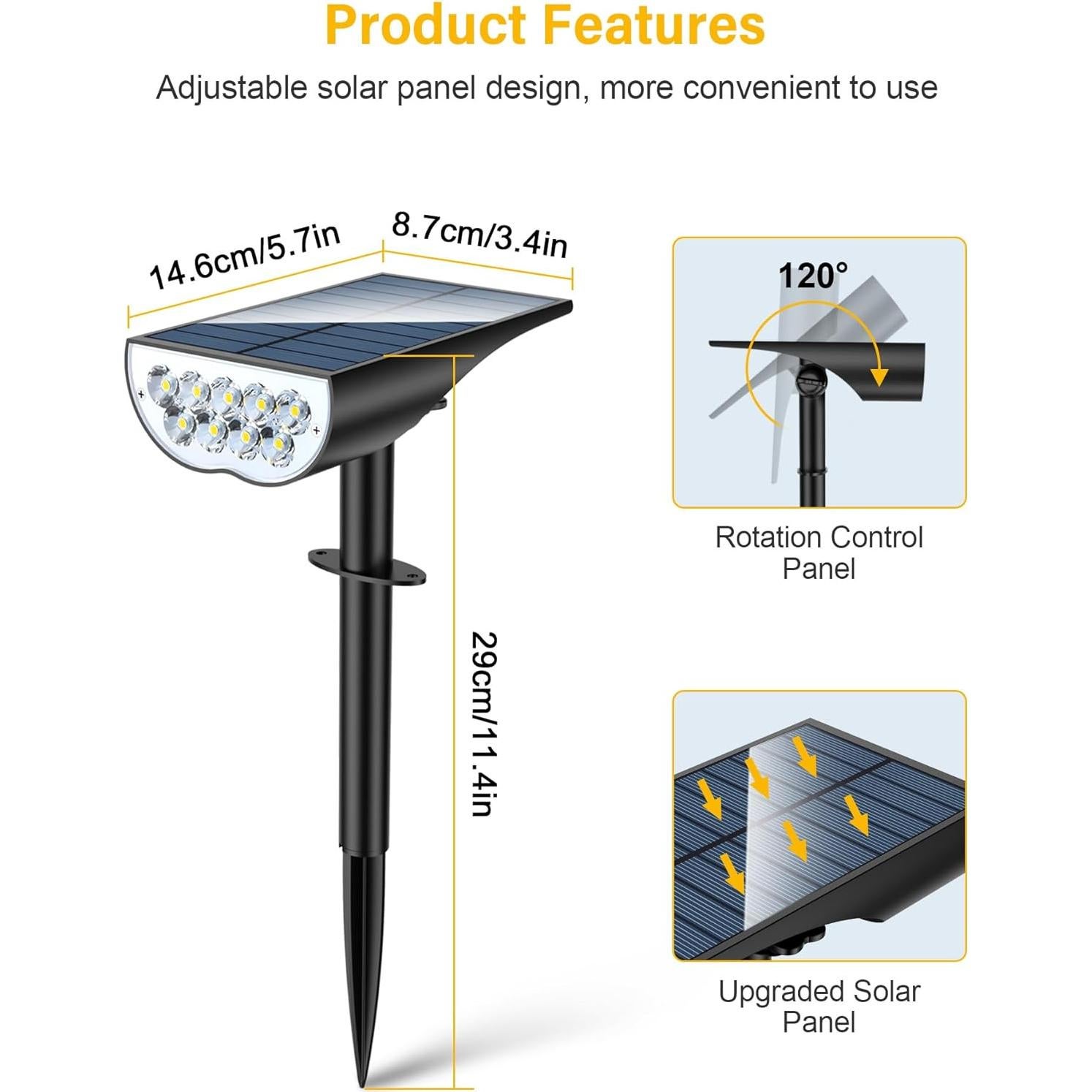Luces Solares BAXIA para Jardín IP65 3 Modos Blanco Cálido