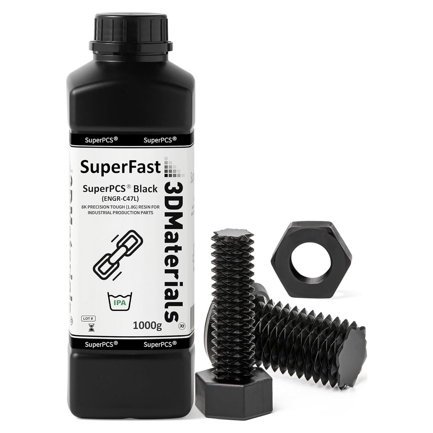 Resina 3D SuperPCS 1000g Negra, Rápida y Resistente
